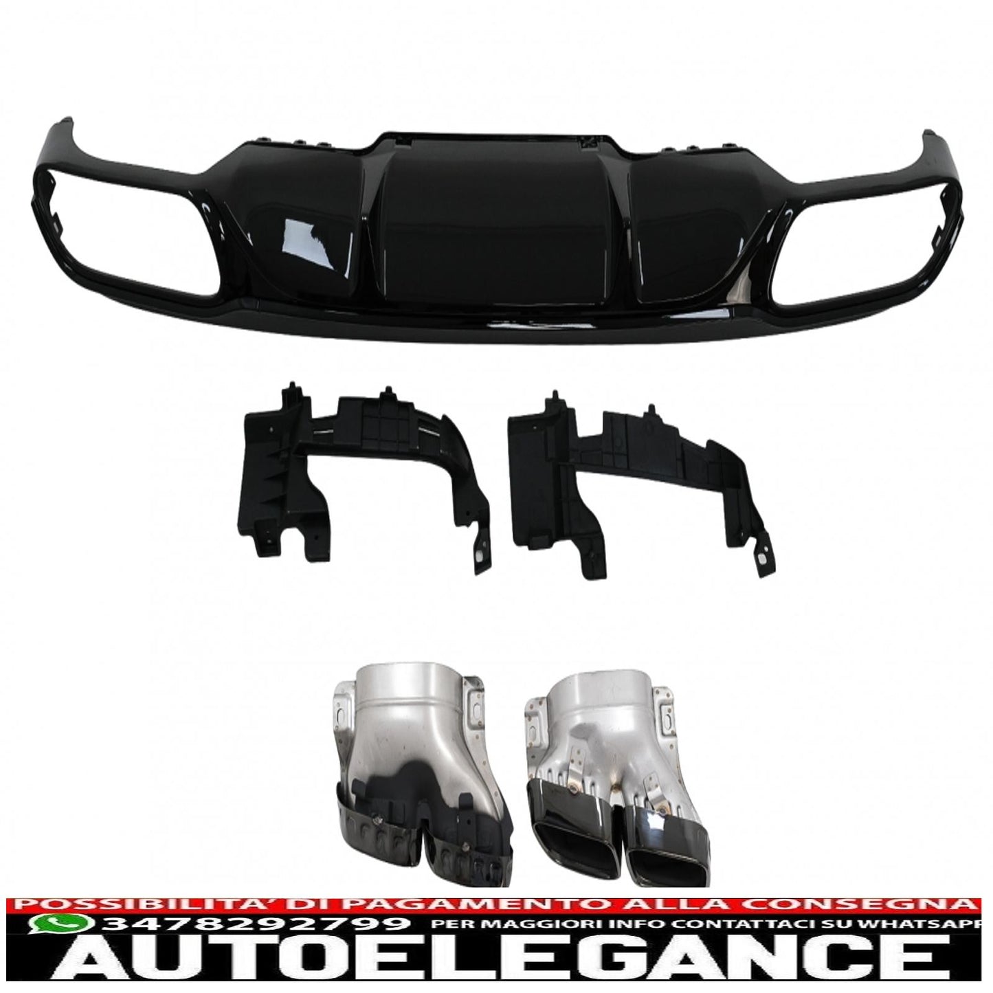 diffusore del paraurti posteriore con terminali di scarico neri adatti per mercedes classe e w213 s213 standard (2016-2020) design e63