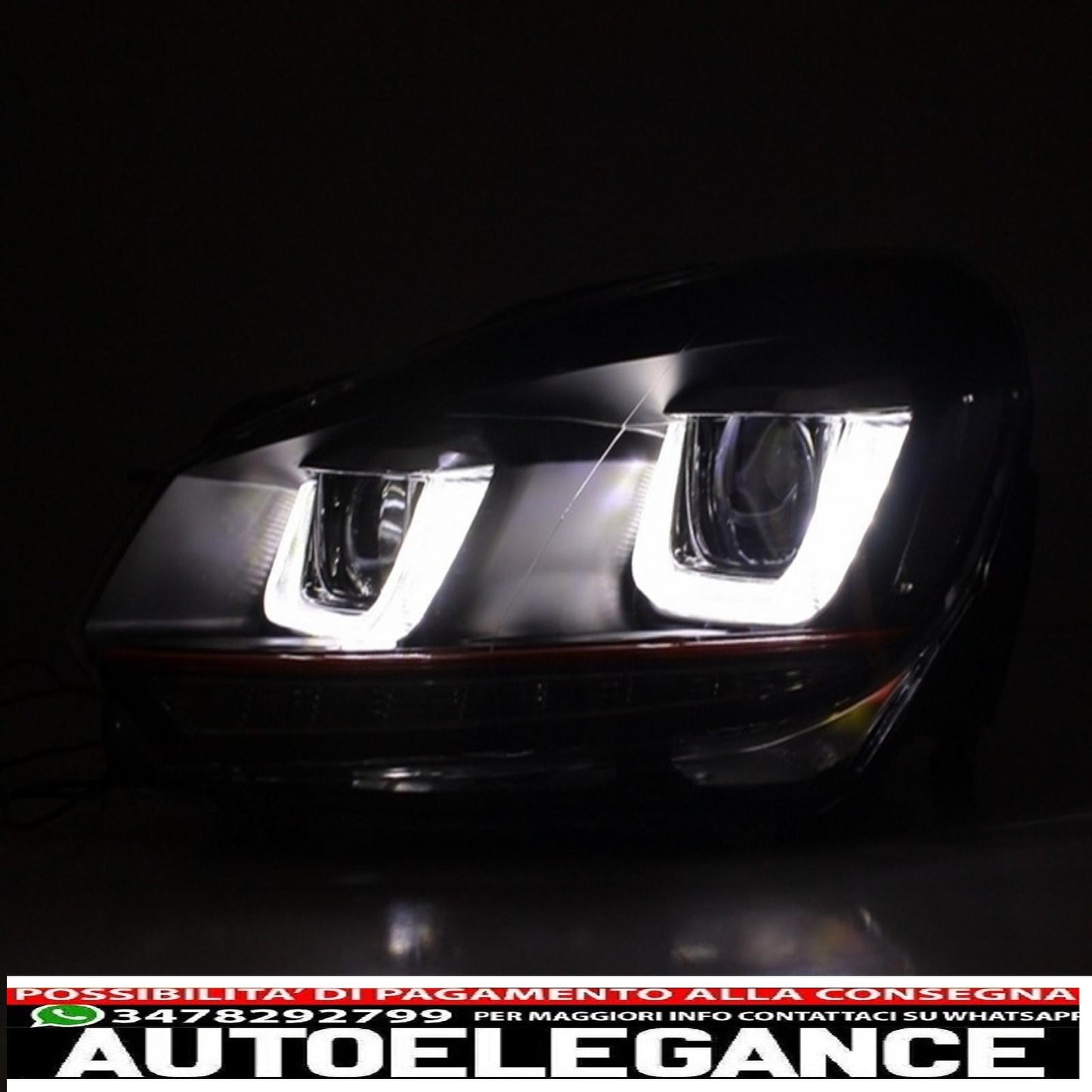 front bumper suitable for vw golf vi 6 (2008-2013) gti look with golf 7 headlights 3d led drl u-design led flowing cornering light red stripe gti right hand drive