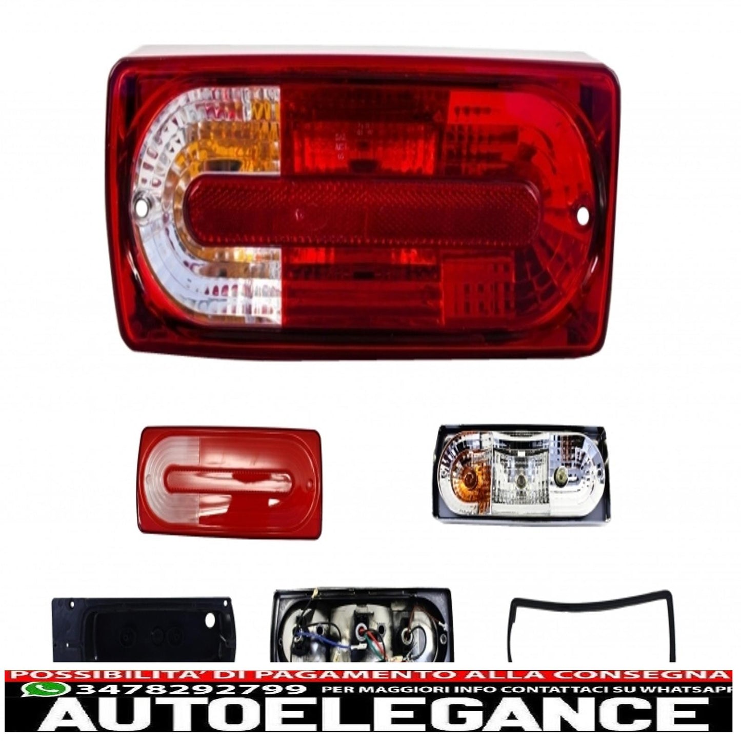 Rear lights suitable for mercedes g-class w463 (1989-2015) g55 design transparent red