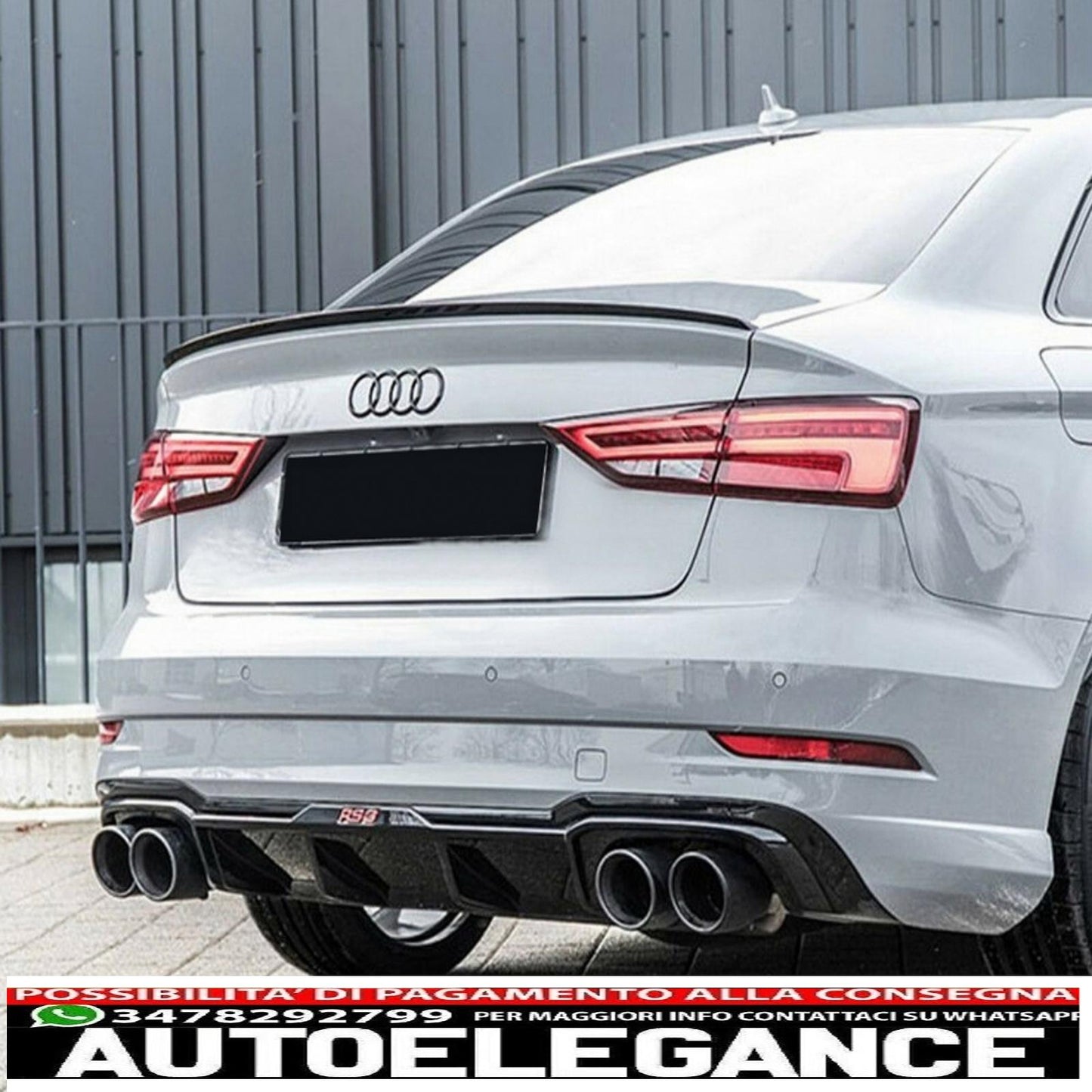 trunk spoiler suitable for audi a3 8v sedan (2013-up) matt black