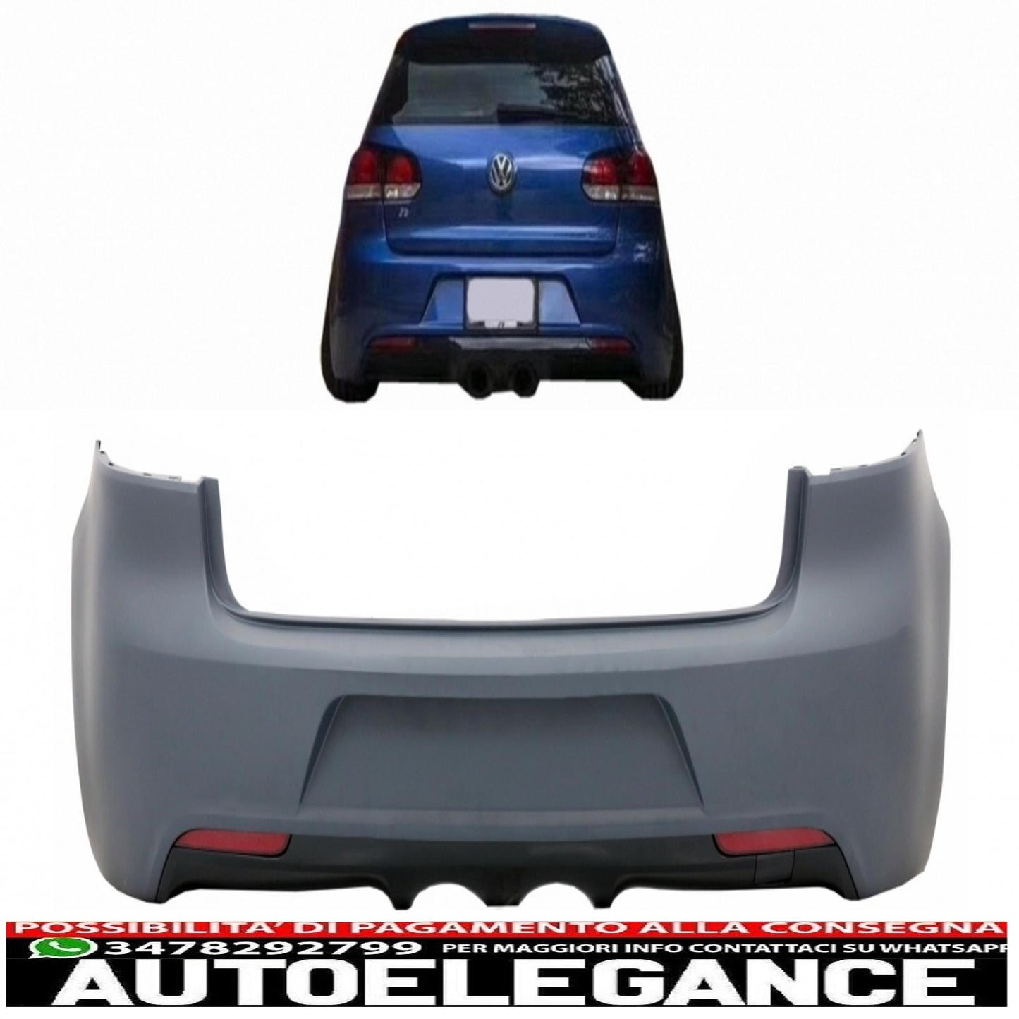 Rear bumper suitable for vw golf vi (2008 onwards) design r20
