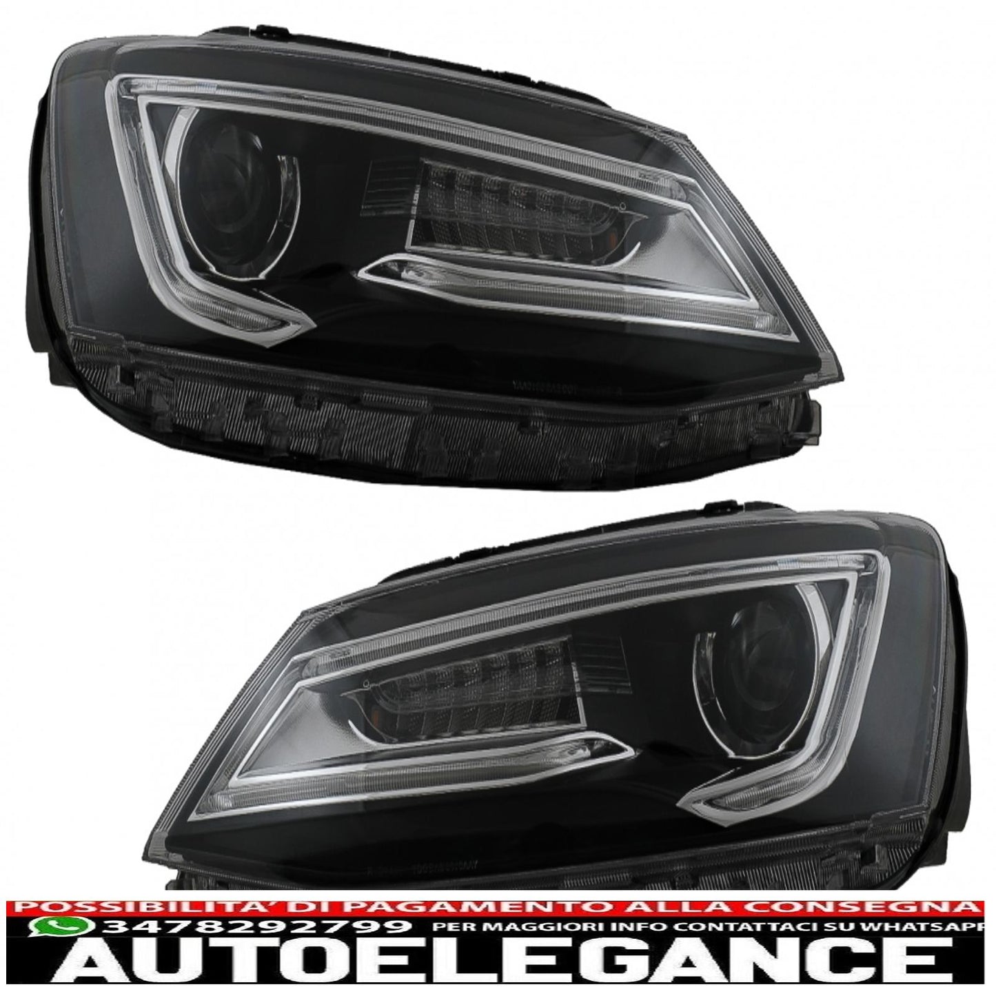 led headlights drl double beam lens suitable for vw jetta mk6 vi (2011-2017) bi-xenon design with right and dynamic turn signals black housing