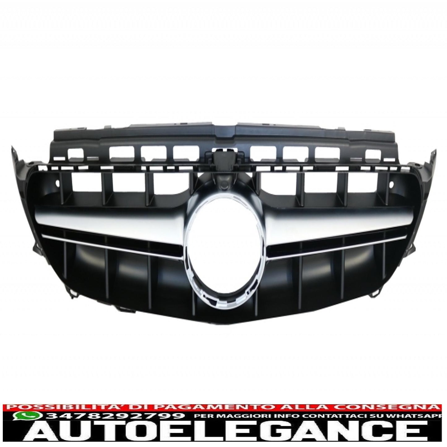 rear diffuser with exhaust tips and central grille suitable for mercedes e class c238 a238 amg sport line (2016+) e53 gt-r design black with chrome