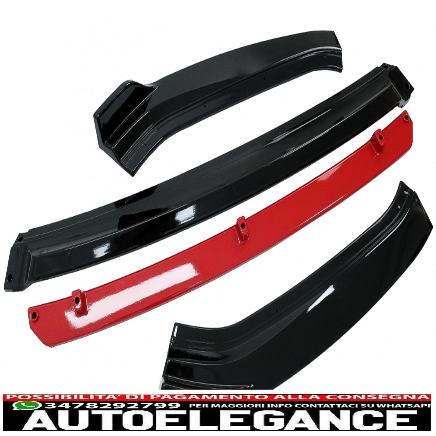 Front bumper lip extension spoiler suitable for vw golf 7.5 restyling (2017-2020) gloss black/red