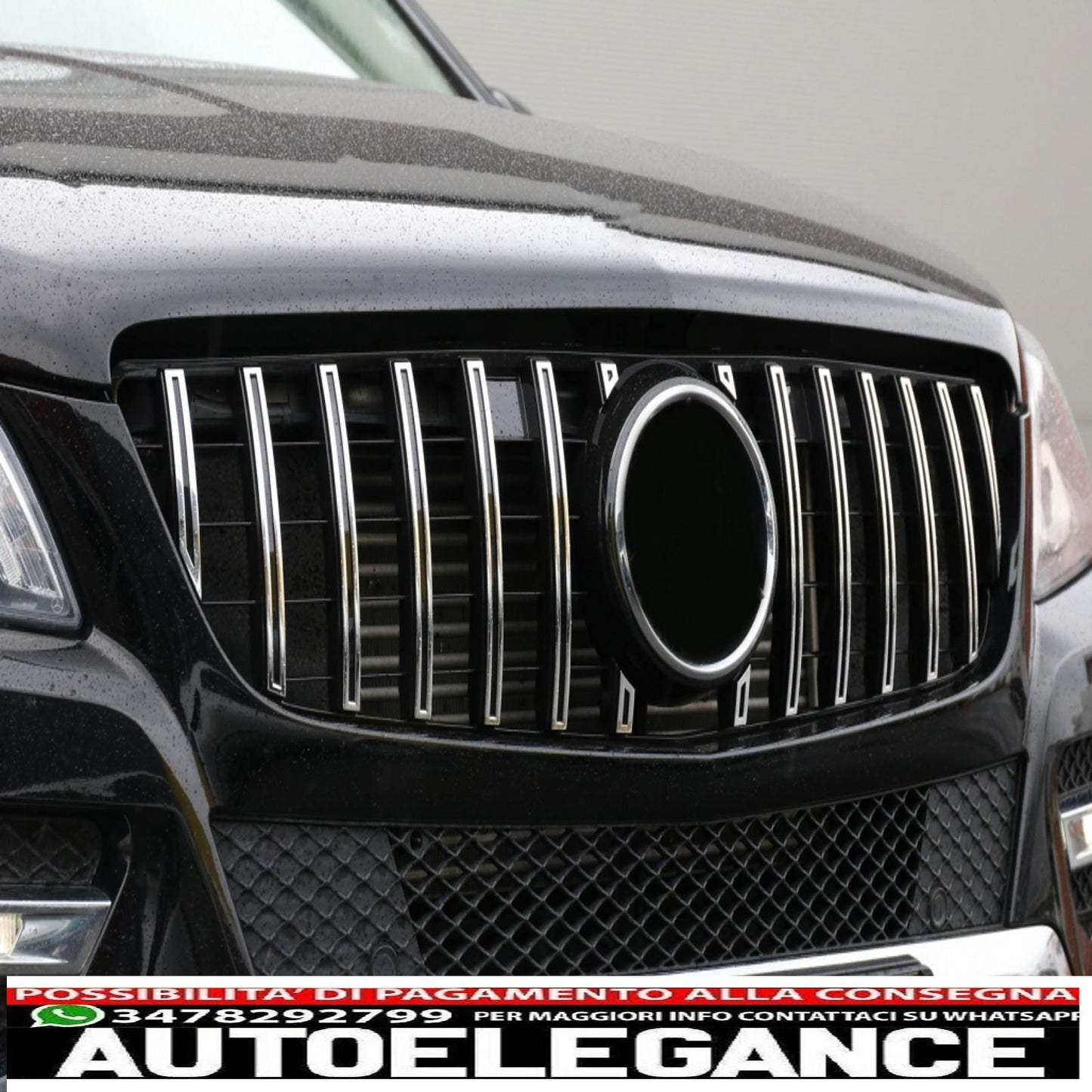 front grill suitable for mercedes ml class w166 (2012-2014) gt-r design panamericana black chrome