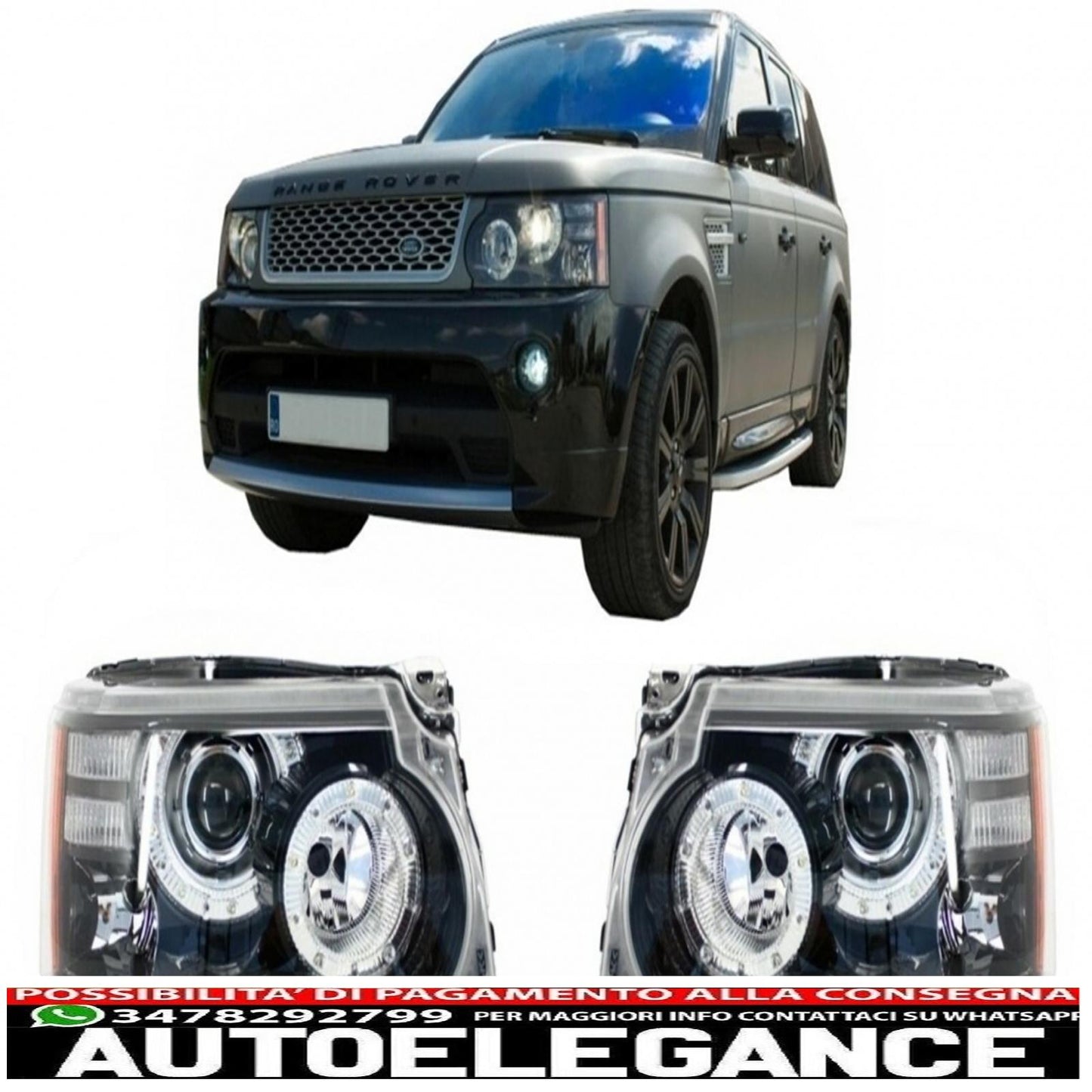 LED headlights suitable for the restyling design of the Range Rover Sport L320 (2009-2013).