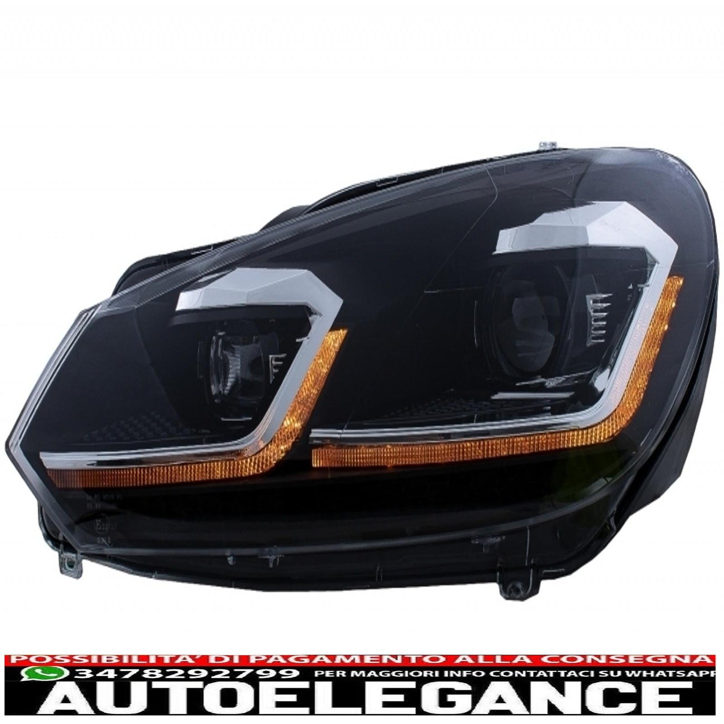 front bumper with silver led headlights dynamic sequential cornering lights suitable for vw golf vi 6 (2008-2013) gti g7.5 design