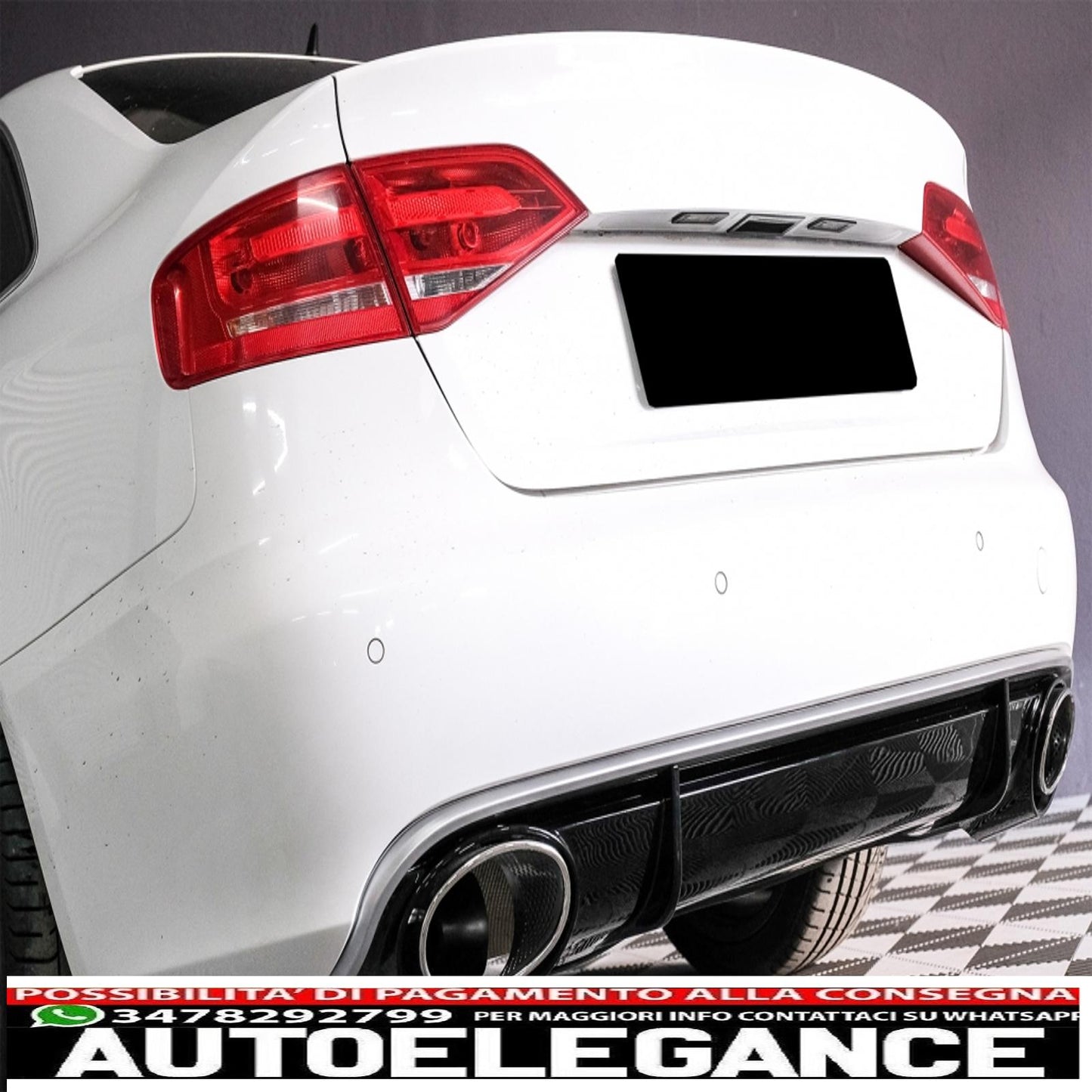 Diffusore e terminali di scarico per mantovana paraurti posteriore adatti per audi a4 b8 b8.5 limousine avant facelift (2012-2015) design rs4
