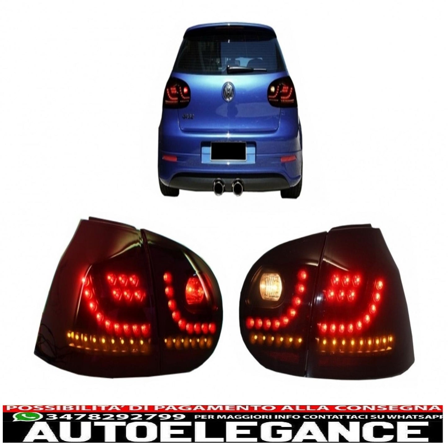 led rear lights suitable for vw golf v 5 left hand drive (2004-2009) smoked black look extreme urban style