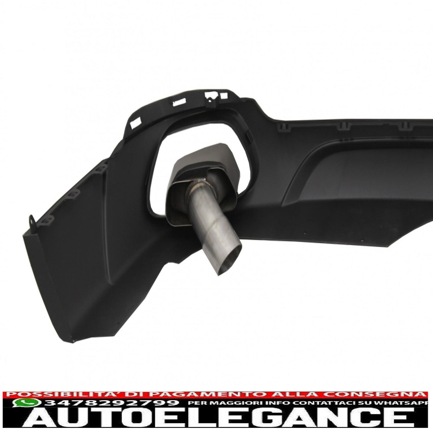Rear Bumper Diffuser Valance & Square Exhaust Tips Fit For BMW X5 F15 (2013-2018) m-tech V8 Design Matt Black For Standard Rear Bumper