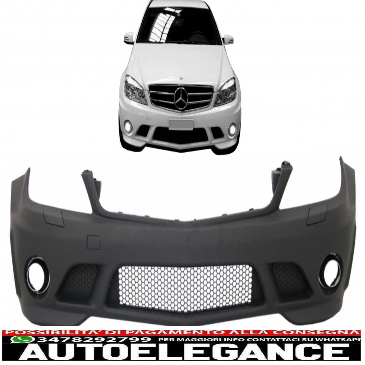 Front bumper suitable for mercedes c-class w204 (2007-2012) c63 a-design without fog lights