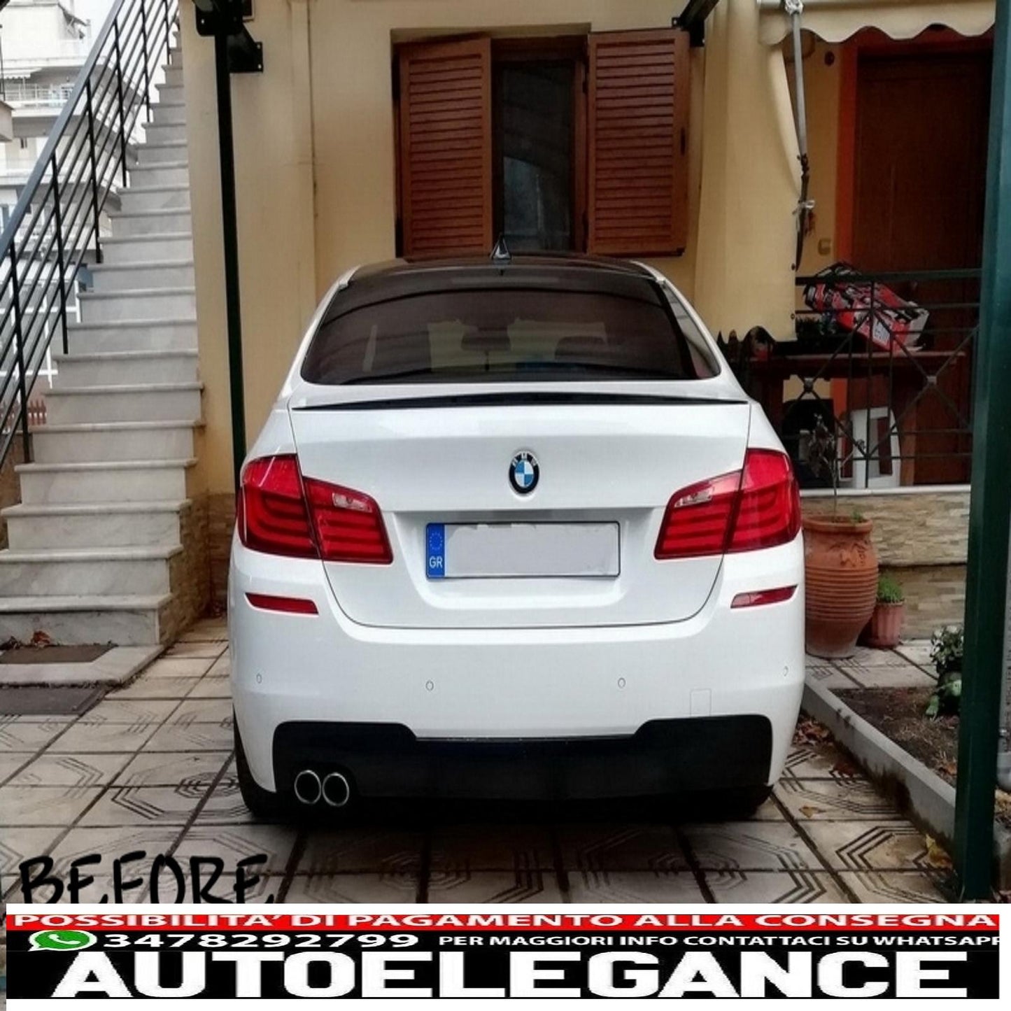 diffusore d'aria nero brillante adatto per bmw serie 5 f10 (2011-2017) m-technik 550i design con impianto di scarico