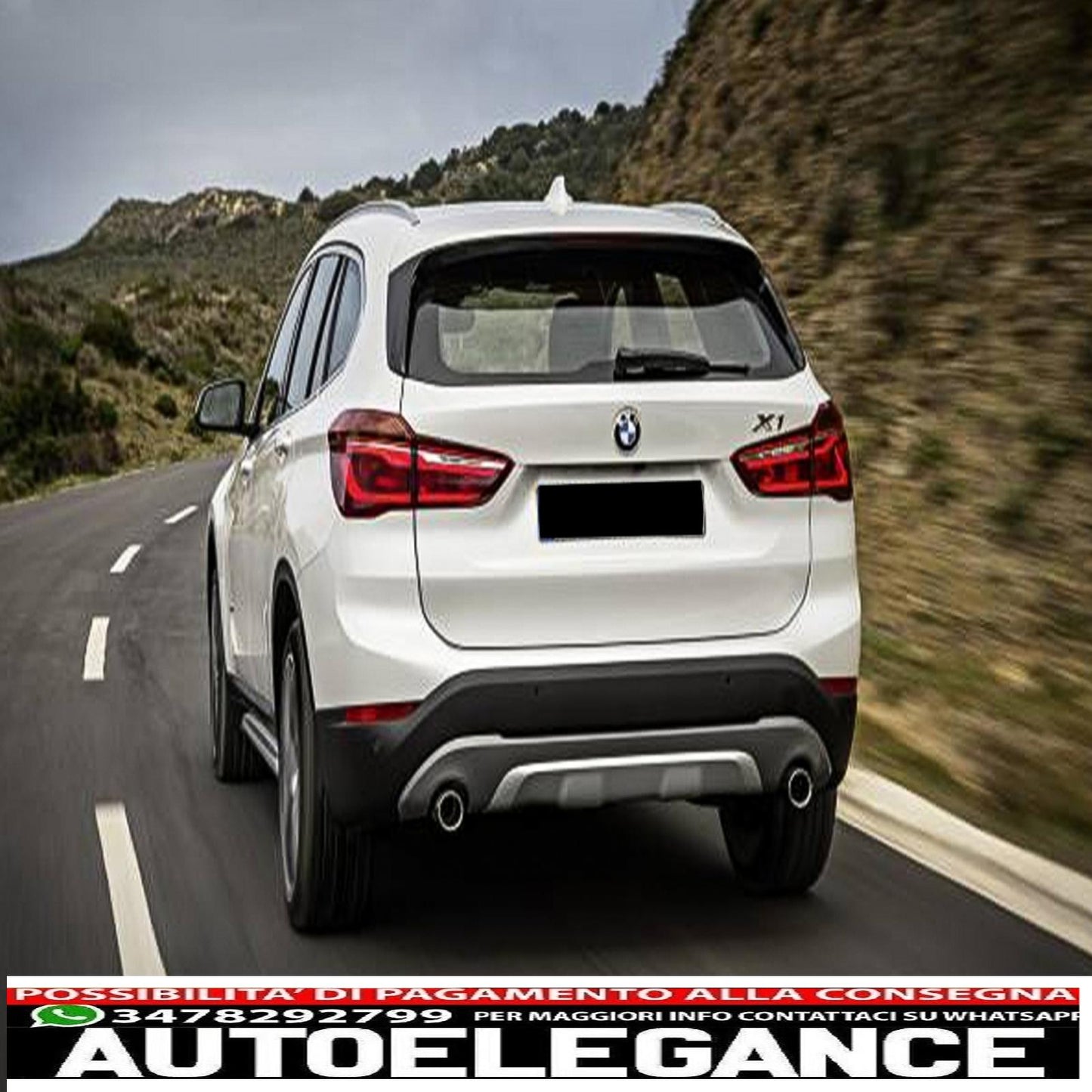 diffusore posteriore con terminali di scarico adatti per bmw x1 suv f48 (06.2015-up) m design sportivo