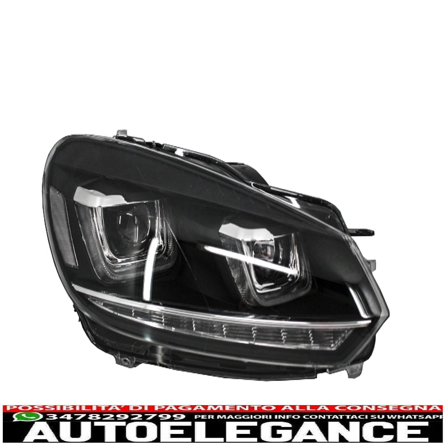 front bumper with led headlights chrome sliding direction lights suitable for vw golf vi 6 mk6 (2008-2013) r20 design rhd