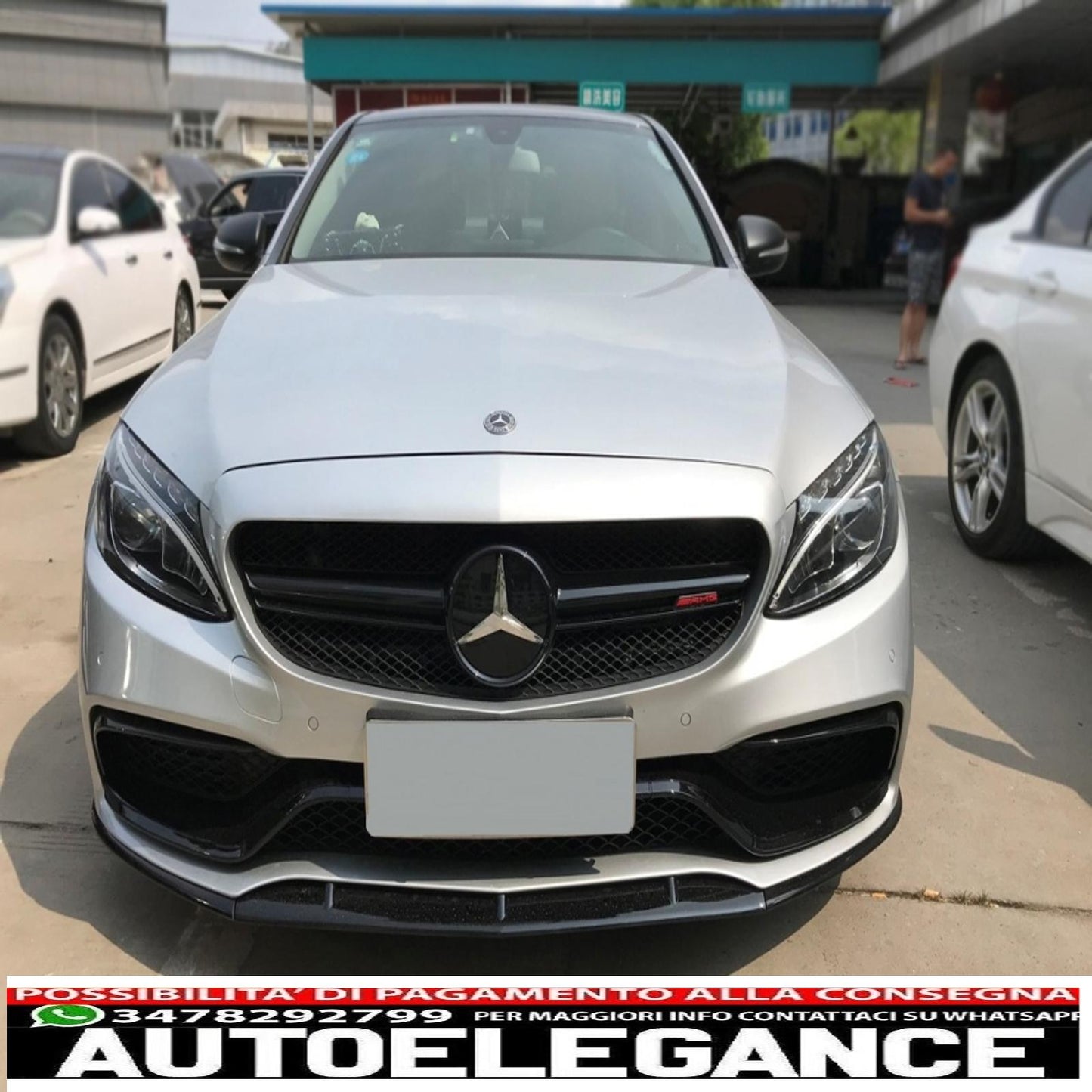Front bumper with lip extension suitable for mercedes c class w205 s205 c205 a205 (2014-2020) limousine model t coupe cabriolet c63 design
