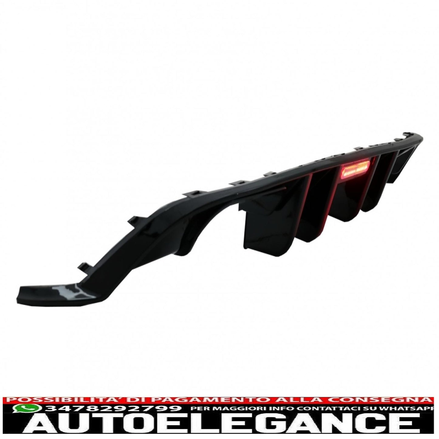 Rear bumper air diffuser with red led reflector fit for vw golf 7.5 (2017-2019) and piano black front bumper lip extension spoiler