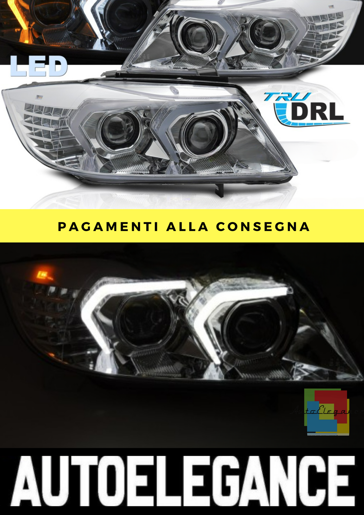 FARI ANTERIORI FULL LED ADATTO PER BMW SERIE 3 E90/E91 05-08