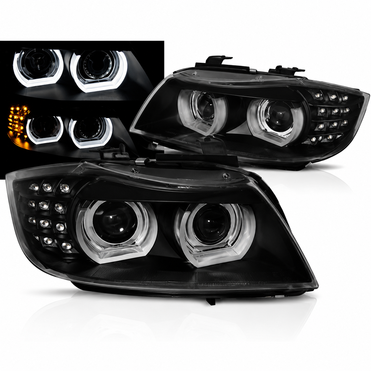 ๐ Fari Anteriori Adatto per BMW E90 E91 09-11 Xenon LED DRL AFS Neri ๐