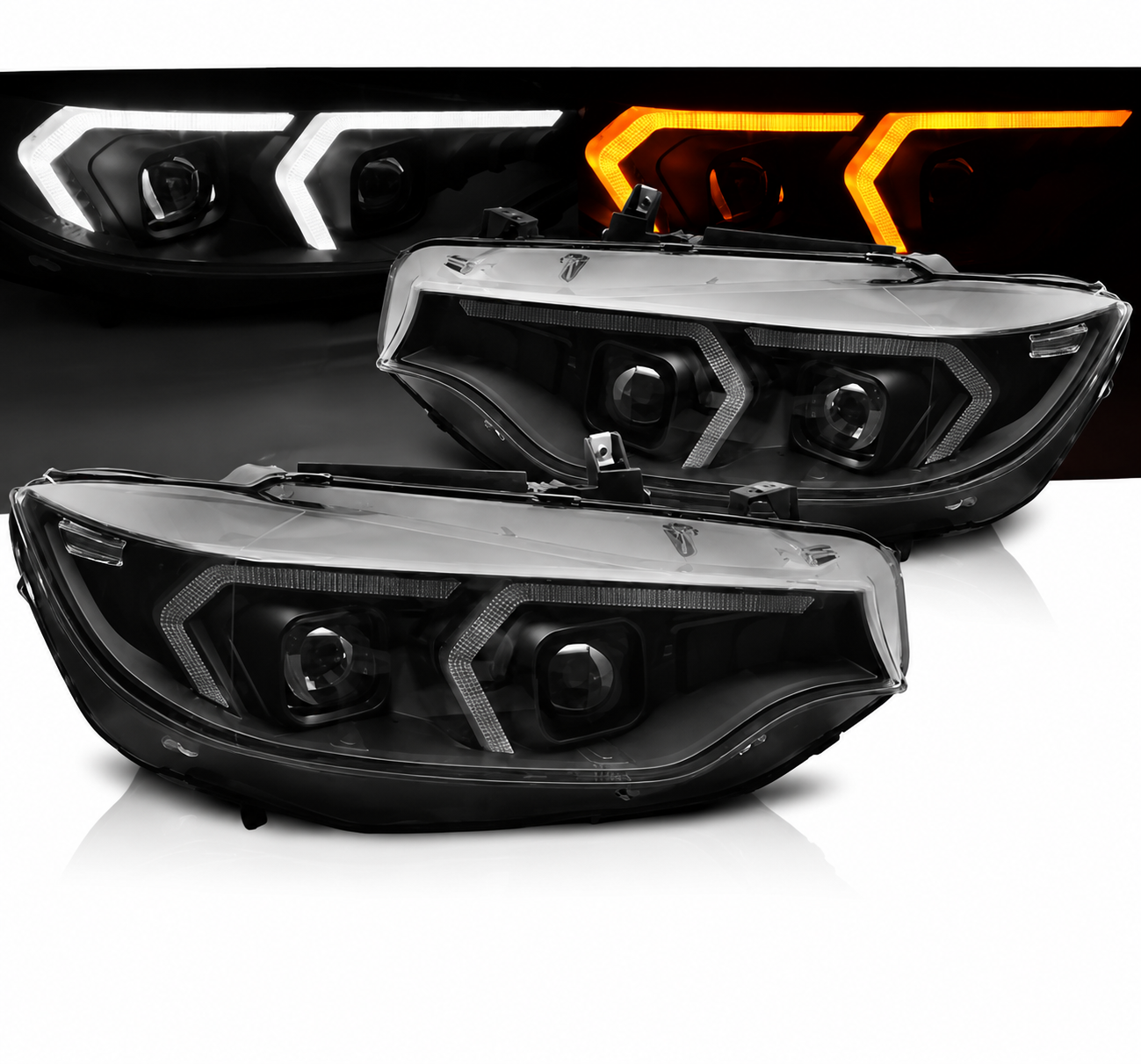 π Fari Anteriori Adatto per BMW F32 F33 13-17 Xenon Neri DRL LED π