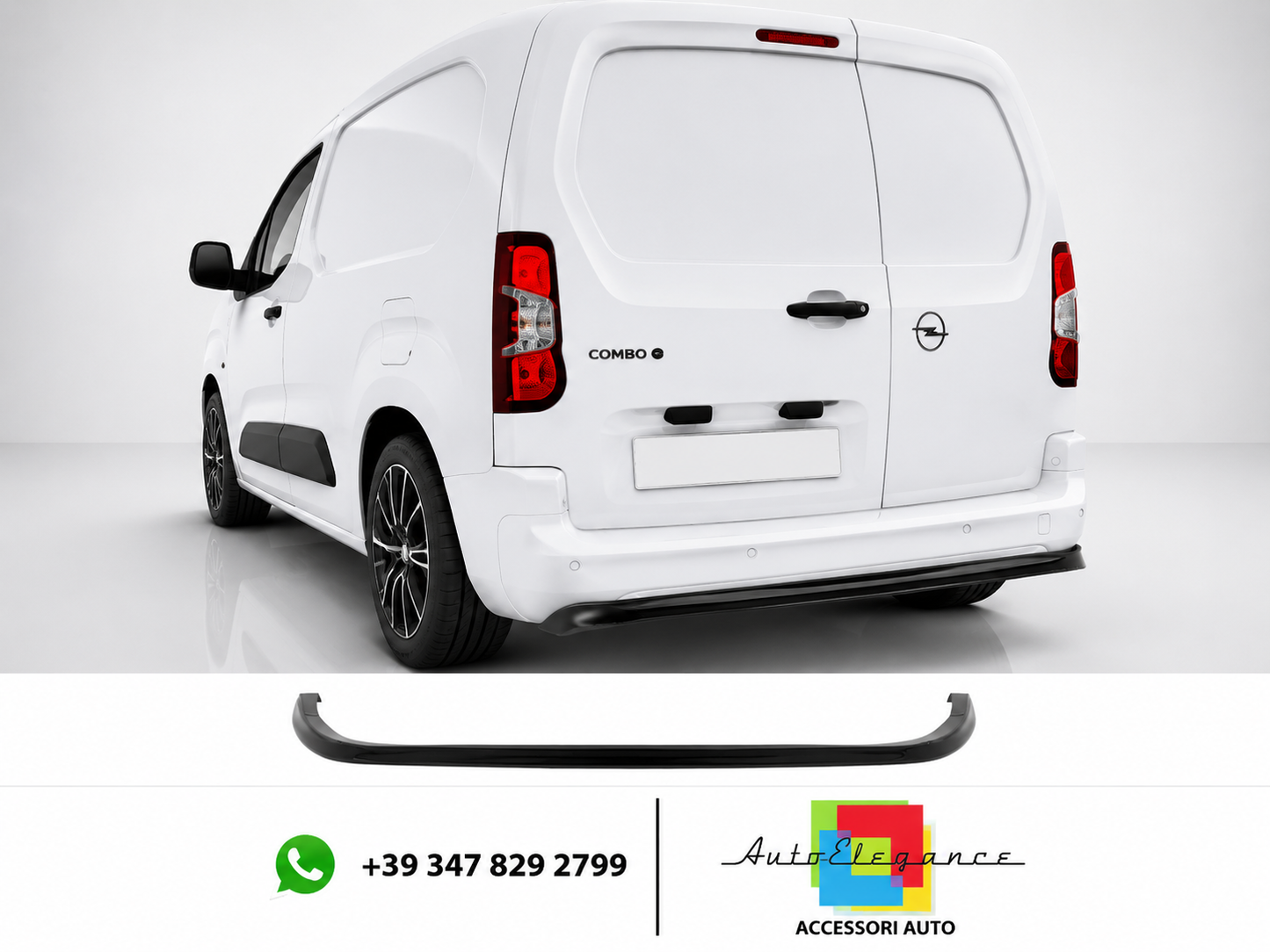 💕Splitter POSTERIONE Citroen Berlingo L1 Mk3 / Opel Combo E L1 Nero lucido💕