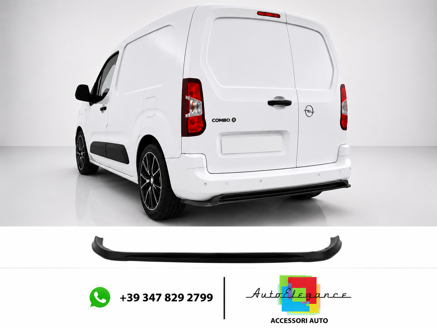 💕Splitter POSTERIONE Citroen Berlingo L2 Mk3 / Opel Combo E L2 Nero lucido💕