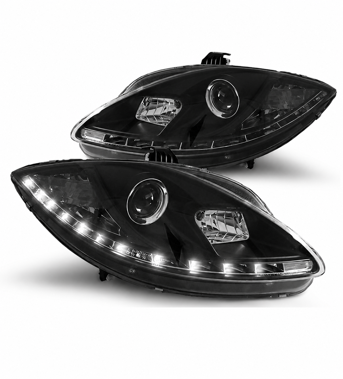 💕 Fari Anteriori Adatti per Seat Leon/Altea/Toledo 05-09 LED DRL Neri 💕