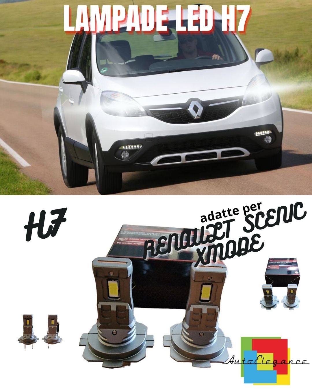 🤩H7 LED KIT FOR RENAULT SCENIC XMODE 6000K WHITE 6000 LUMEN CANBUS HIGH BEAM