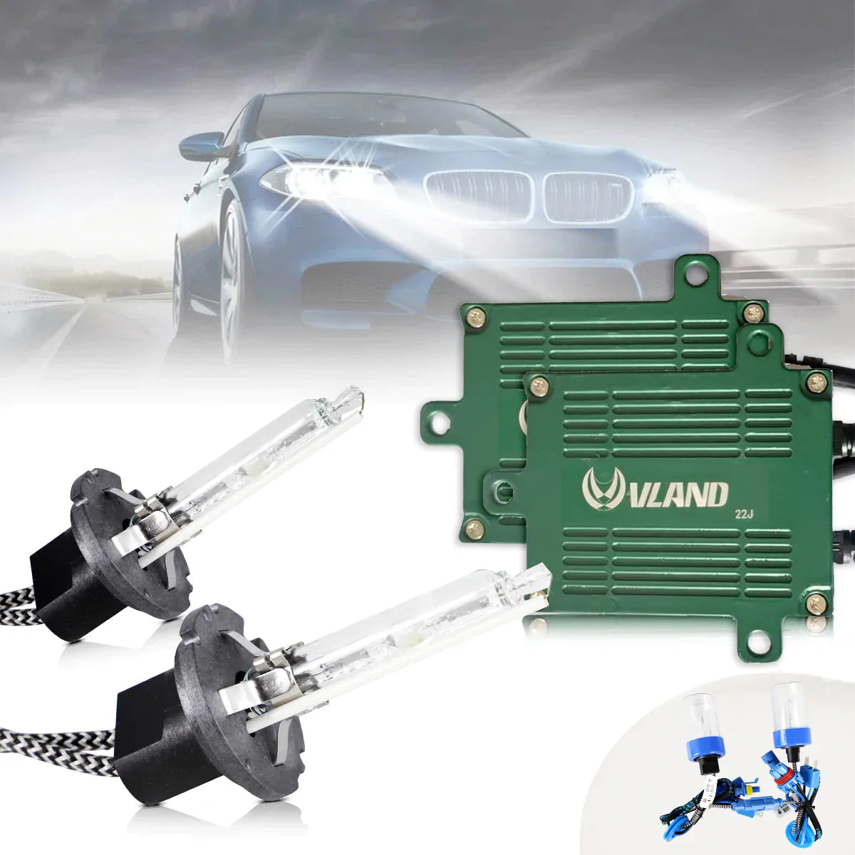 Kit di conversione lampadine D2H con reattori e decoder per fari a proiettore 12V 55W 6000K