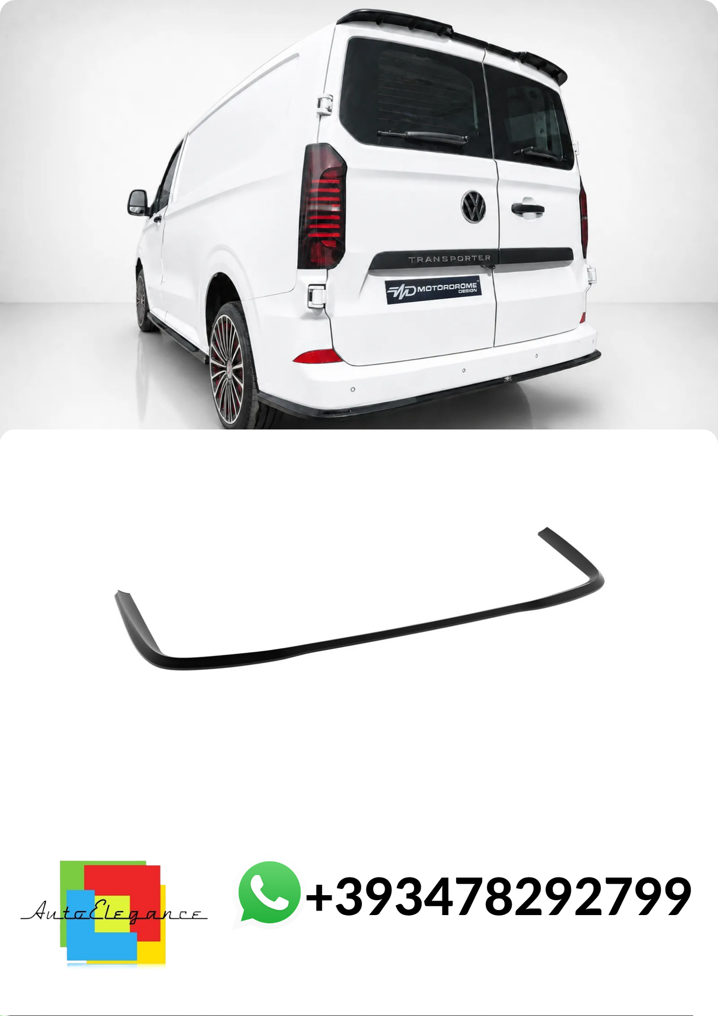 💕Splitter POSTERIORE Ford Transit Custom/Tourneo Mk2/Volkswagen T7 Nero LUCIDO💕