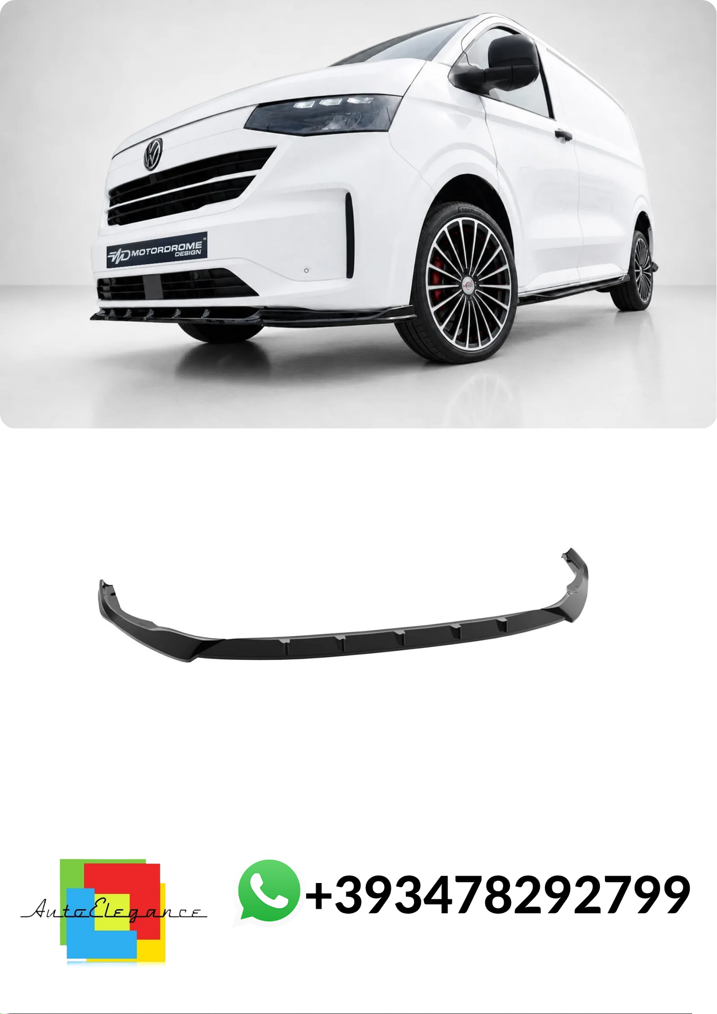 💕Splitter ANTERIORE V.2 Volkswagen T7 Nero LUCIDO💕