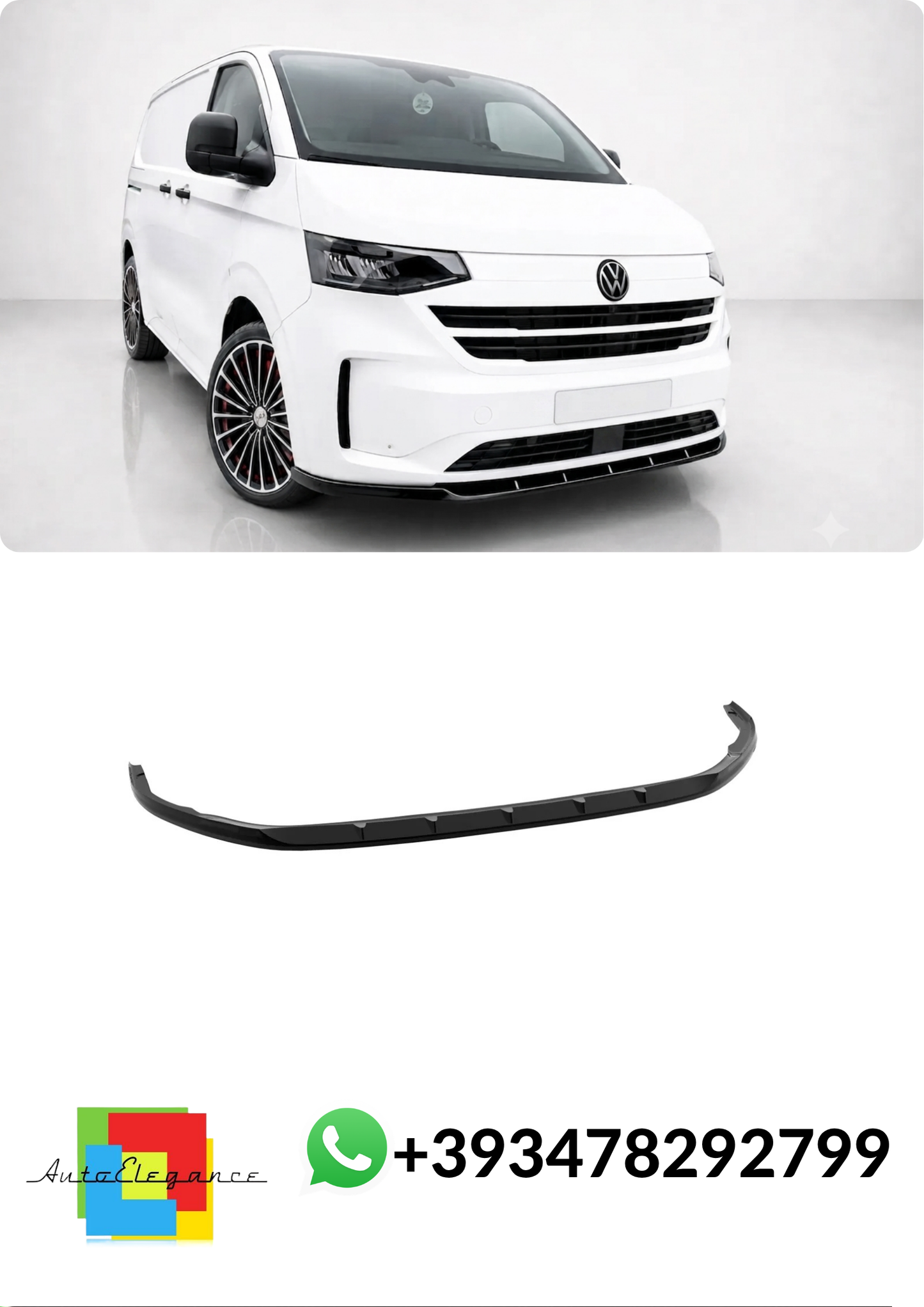 💕Splitter ANTERIORE V.1 Volkswagen T7 Nero LUCIDO💕