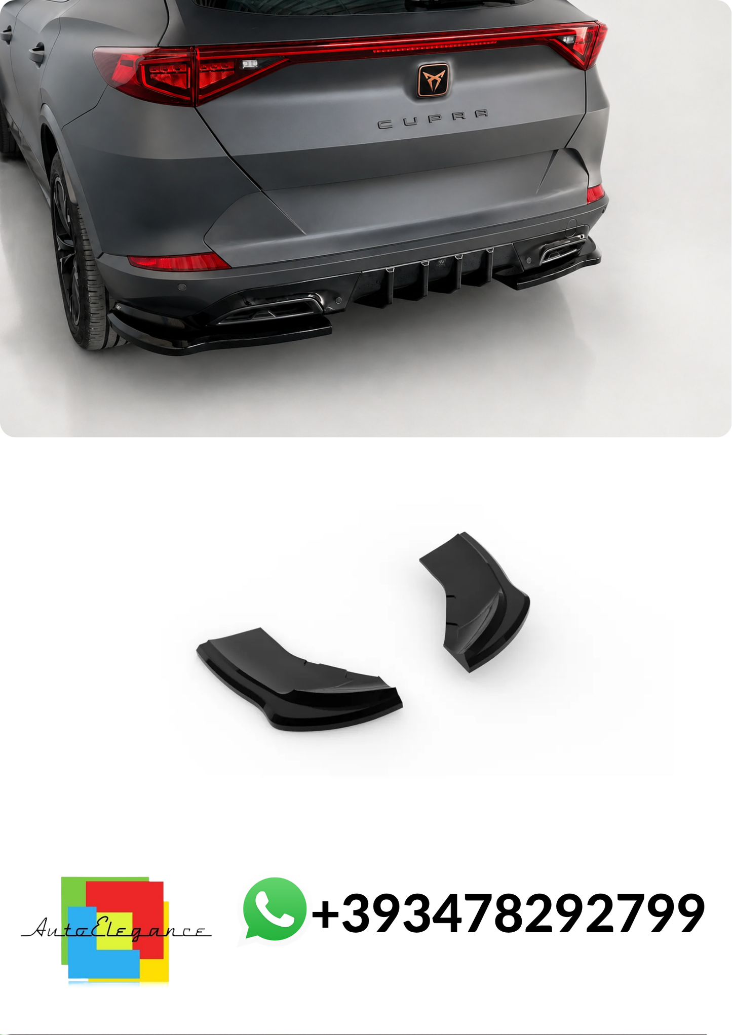 💕Splitter FLAP POSTERIORE Cupra Formentor Mk1 Nero LUCIDO💕