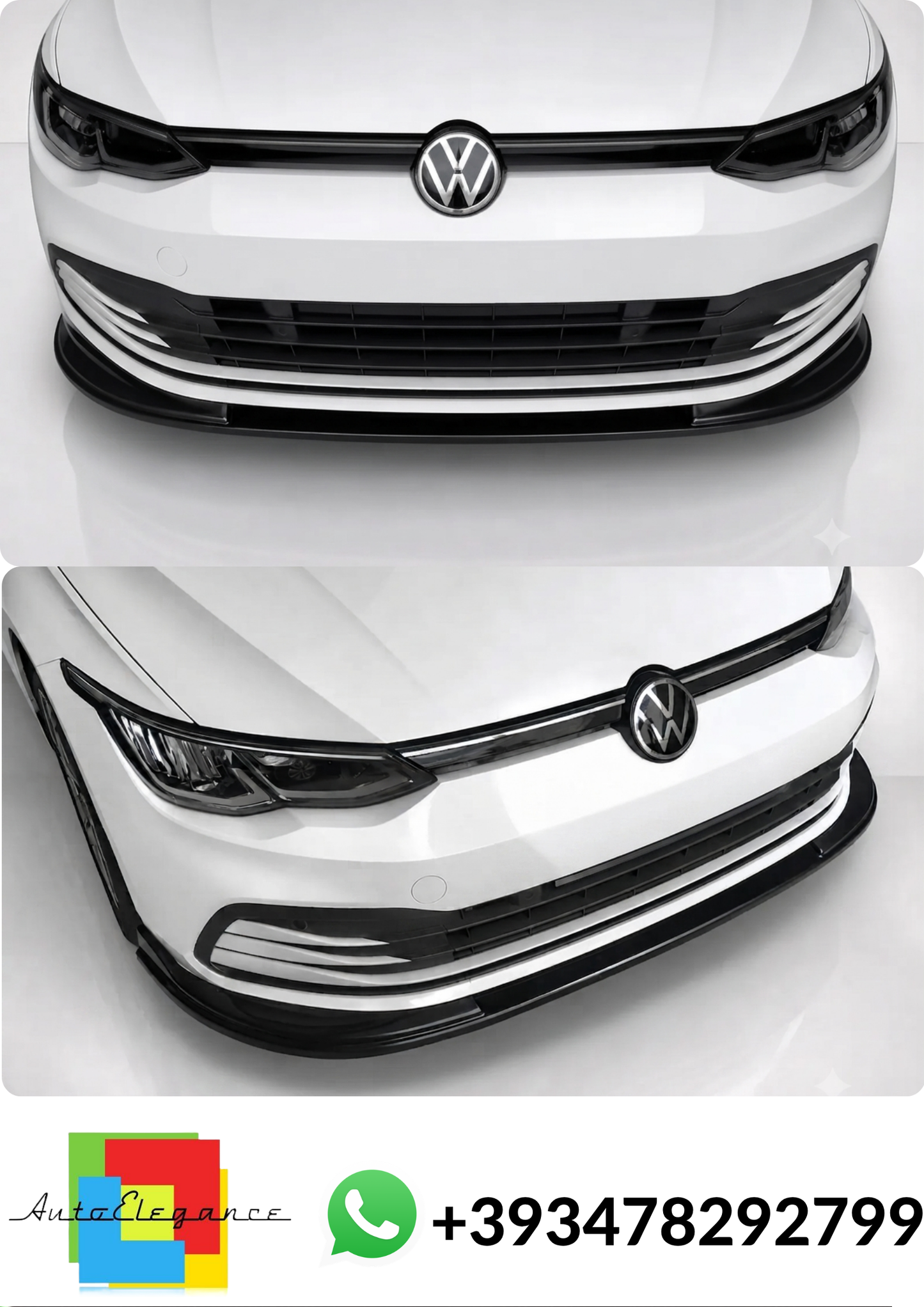 💕Splitter ANTERIORE Volkswagen Golf Mk8 Nero Lucido💕