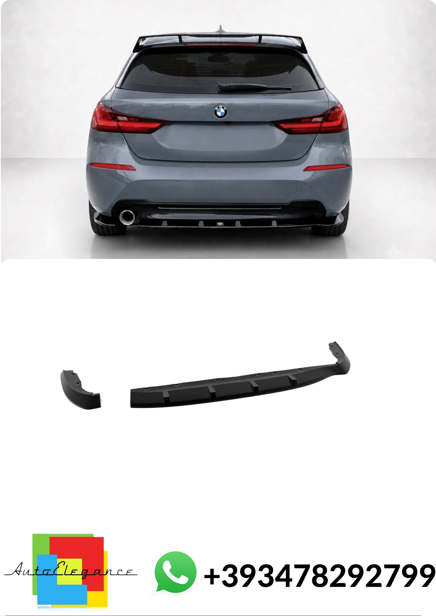 💕Splitter POSTERIORE BMW 1 Series F40 Nero Lucido💕