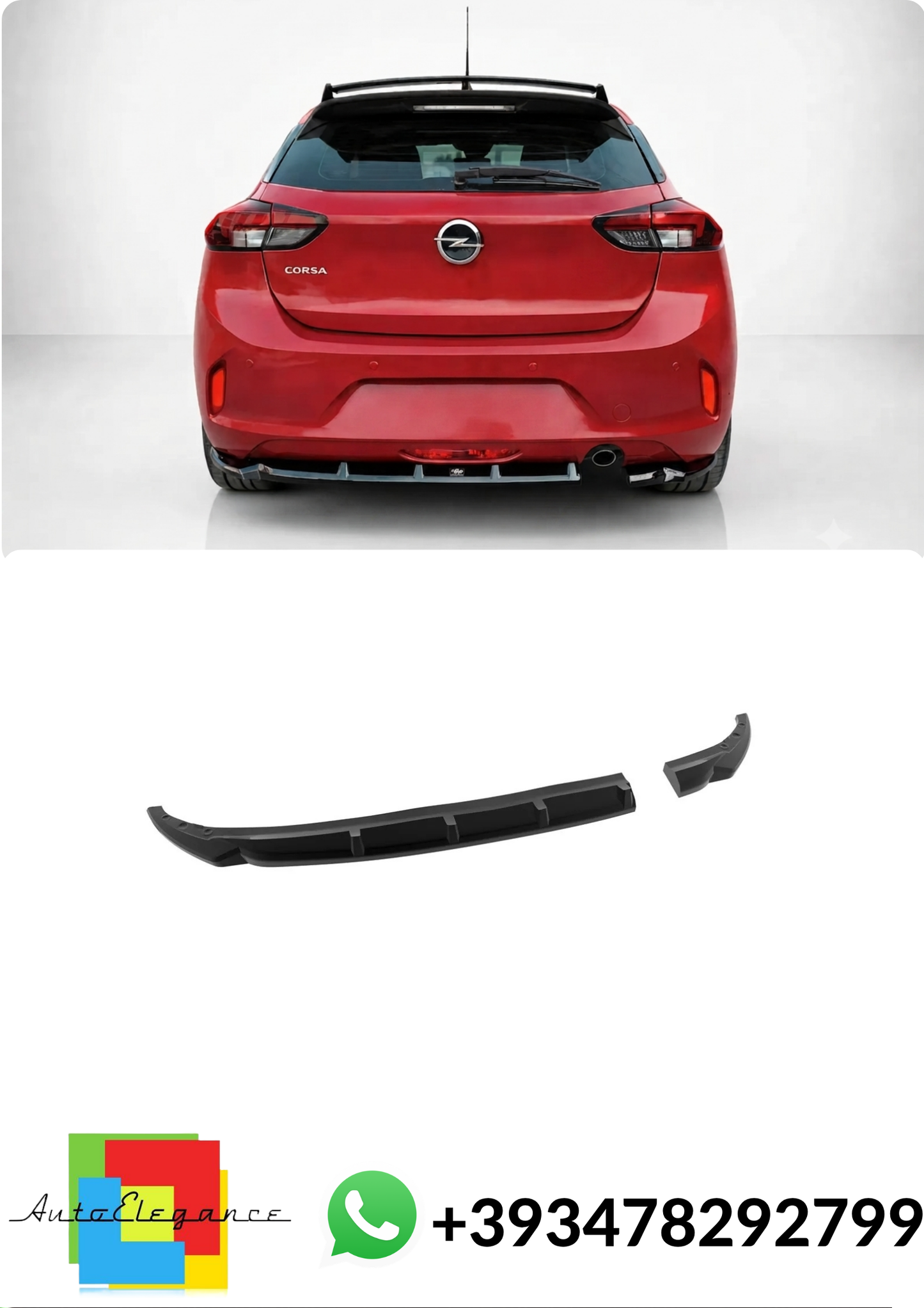 💕Splitter POSTERIORE Opel Corsa F Nero Lucido💕
