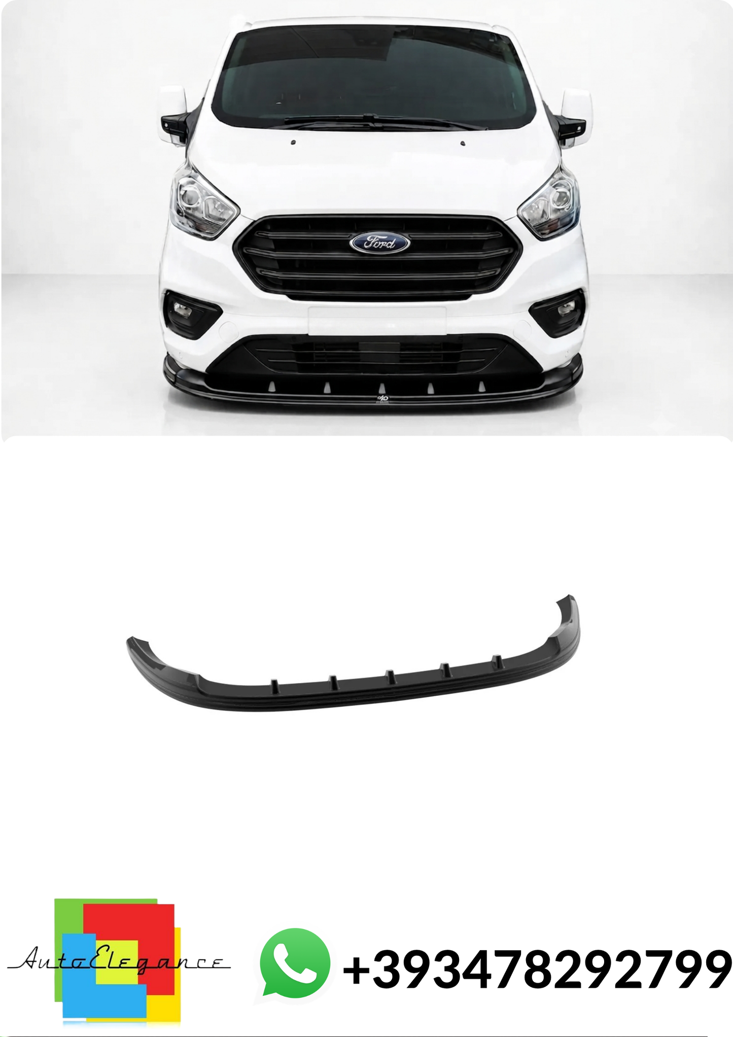 💕Splitter ANTERIORE Ford Transit Custom Mk1 Facelift Nero Lucido💕