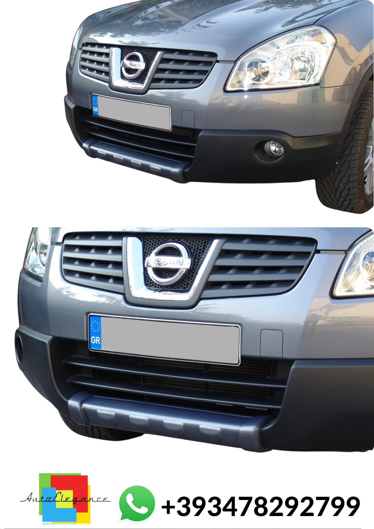 💕DIFFUSORE ANTERIORE Nissan Qashqai J10 Nero Lucido💕