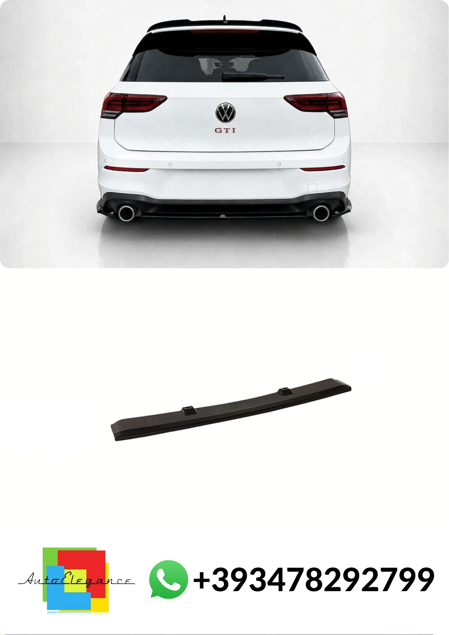 💕SPLITTER POSTERIORE Volkswagen Golf Mk8 GTI NERO LUCIDO💕