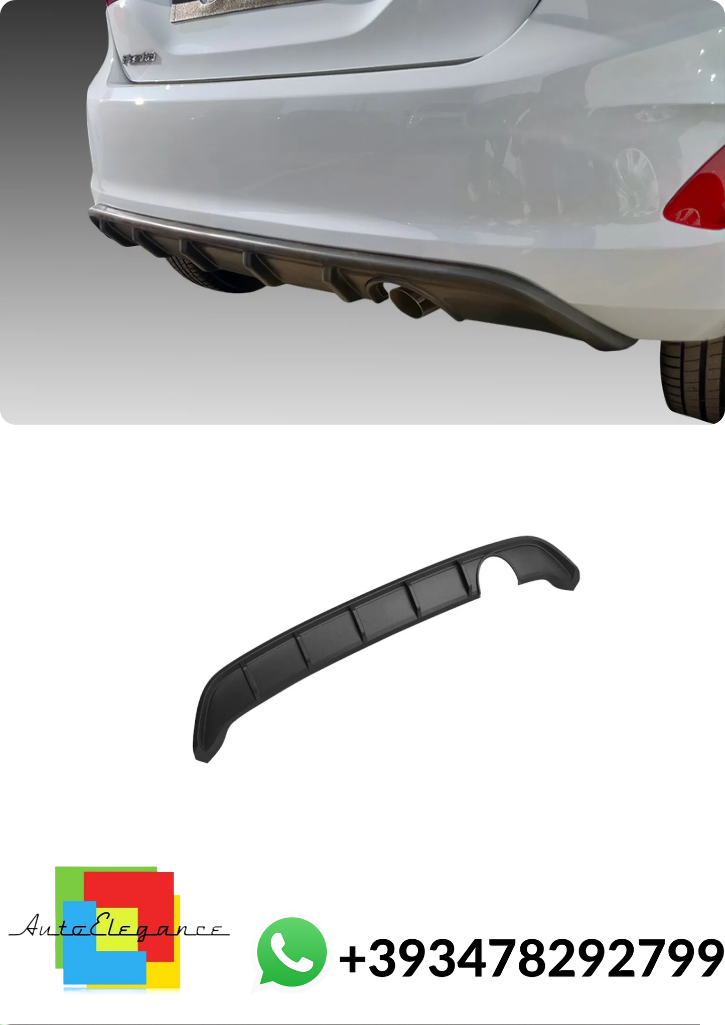 💕DIFFUSORE POSTERIORE Ford Fiesta Mk8 Nero Lucido 💕