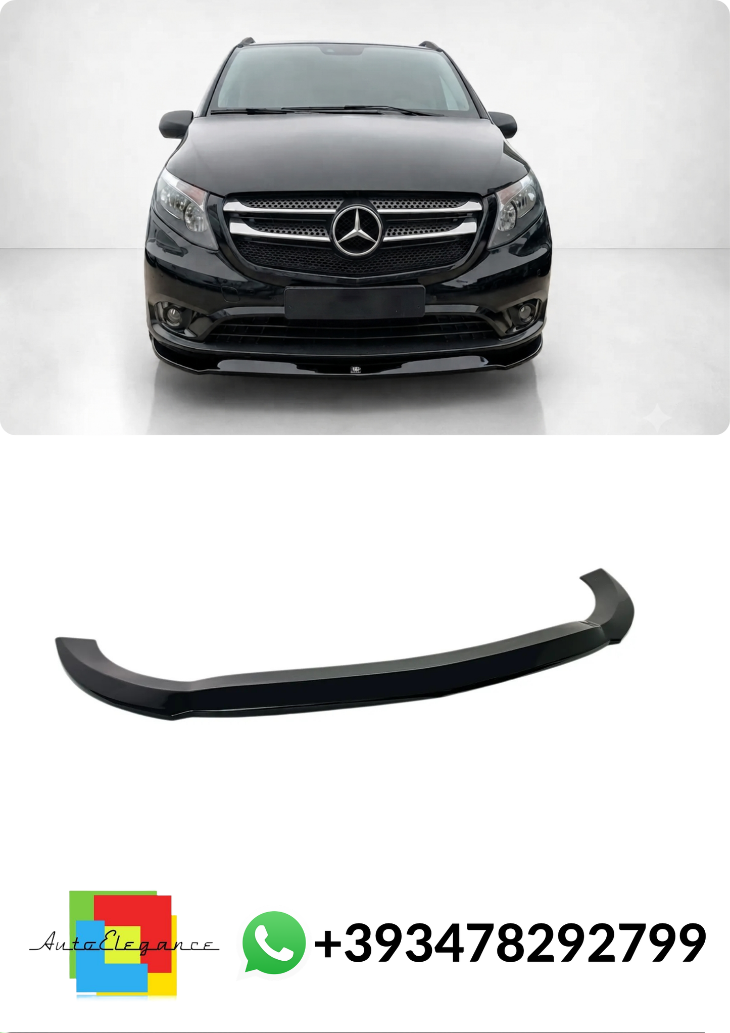 💕SPLITTER ANTERIORE Mercedes Vito W447 NERO LUCIDO💕