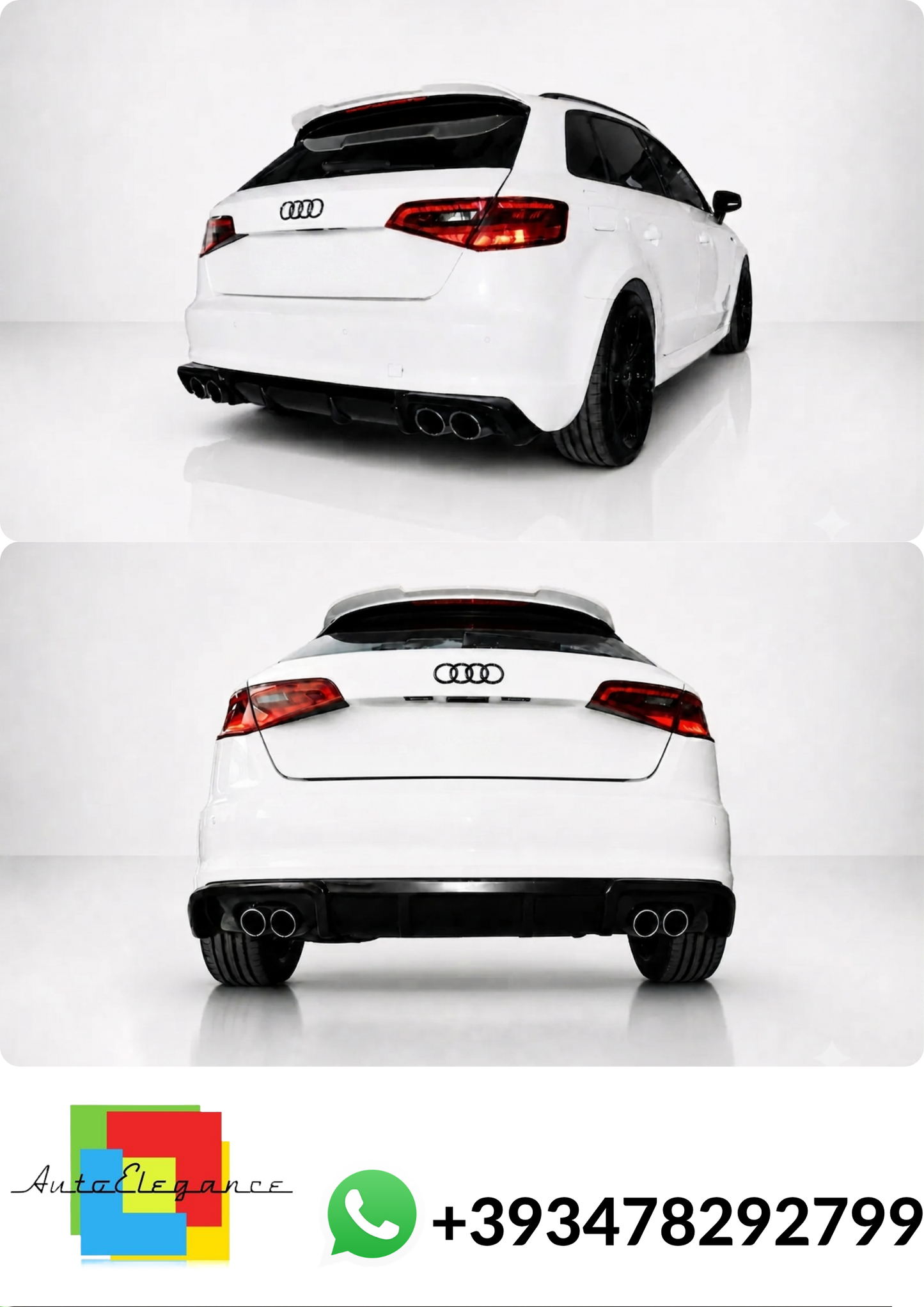💕DIFFUSORE POSTERIORE Audi A3 8V Sportback Nero Lucido 💕