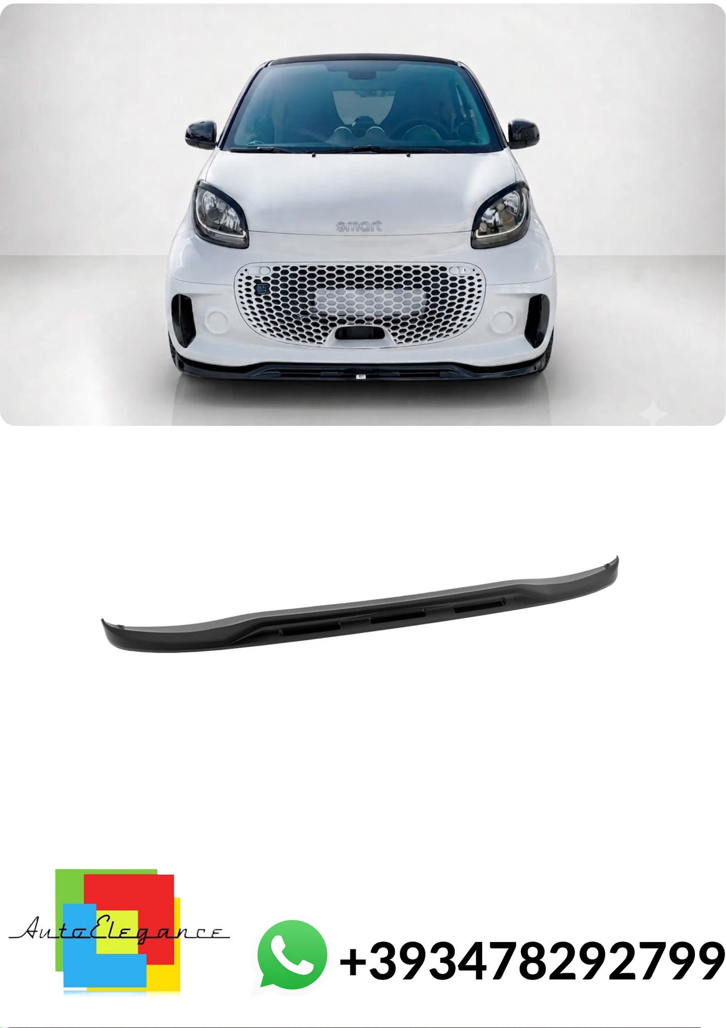 💕SPLITTER ANTERIORE Smart 453 EQ Fortwo Nero Lucido 💕