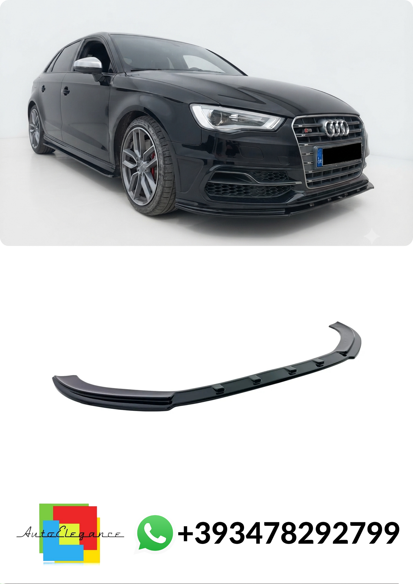 💕SPLITTER ANTERIORE Audi S3 / A3 S-Line 8V Hatchback / Sportback NERO LUCIDO💕