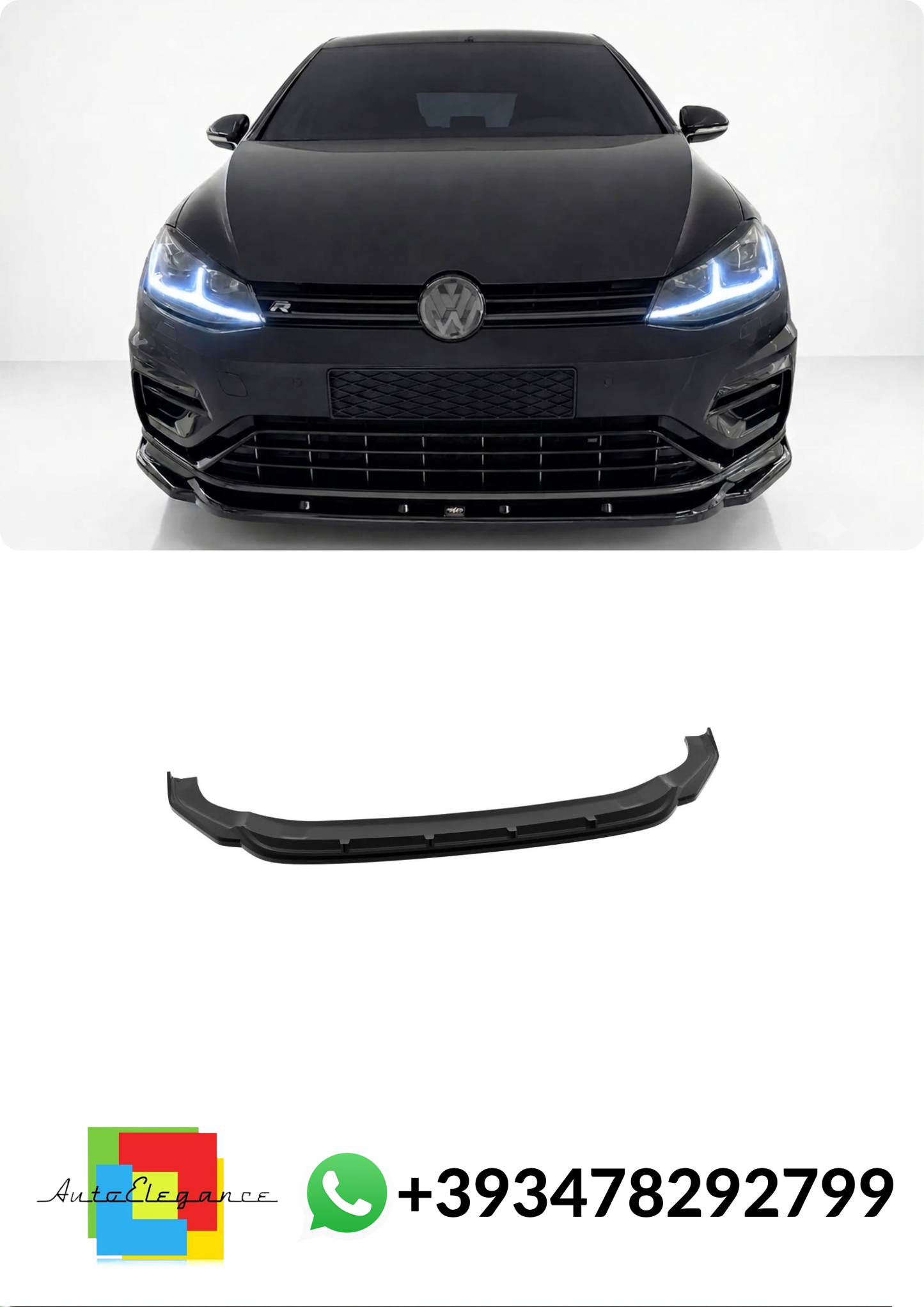 💕SPLITTER ANTERIORE V.1 Volkswagen Golf Mk7 Facelift R / R-Line NERO LUCIDO💕