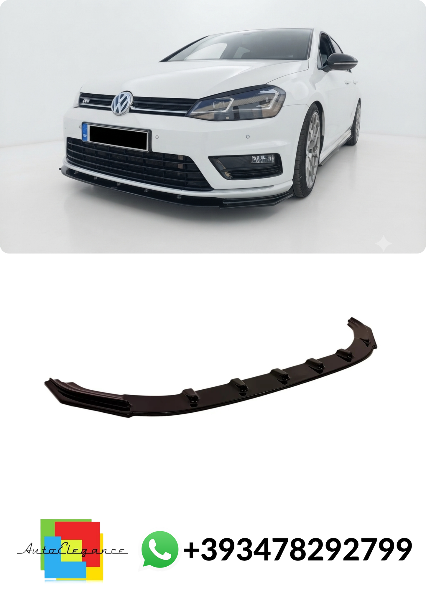 💕SPLITTER ANTERIORE Volkswagen Golf Mk7 R / R-Line NERO LUCIDO💕