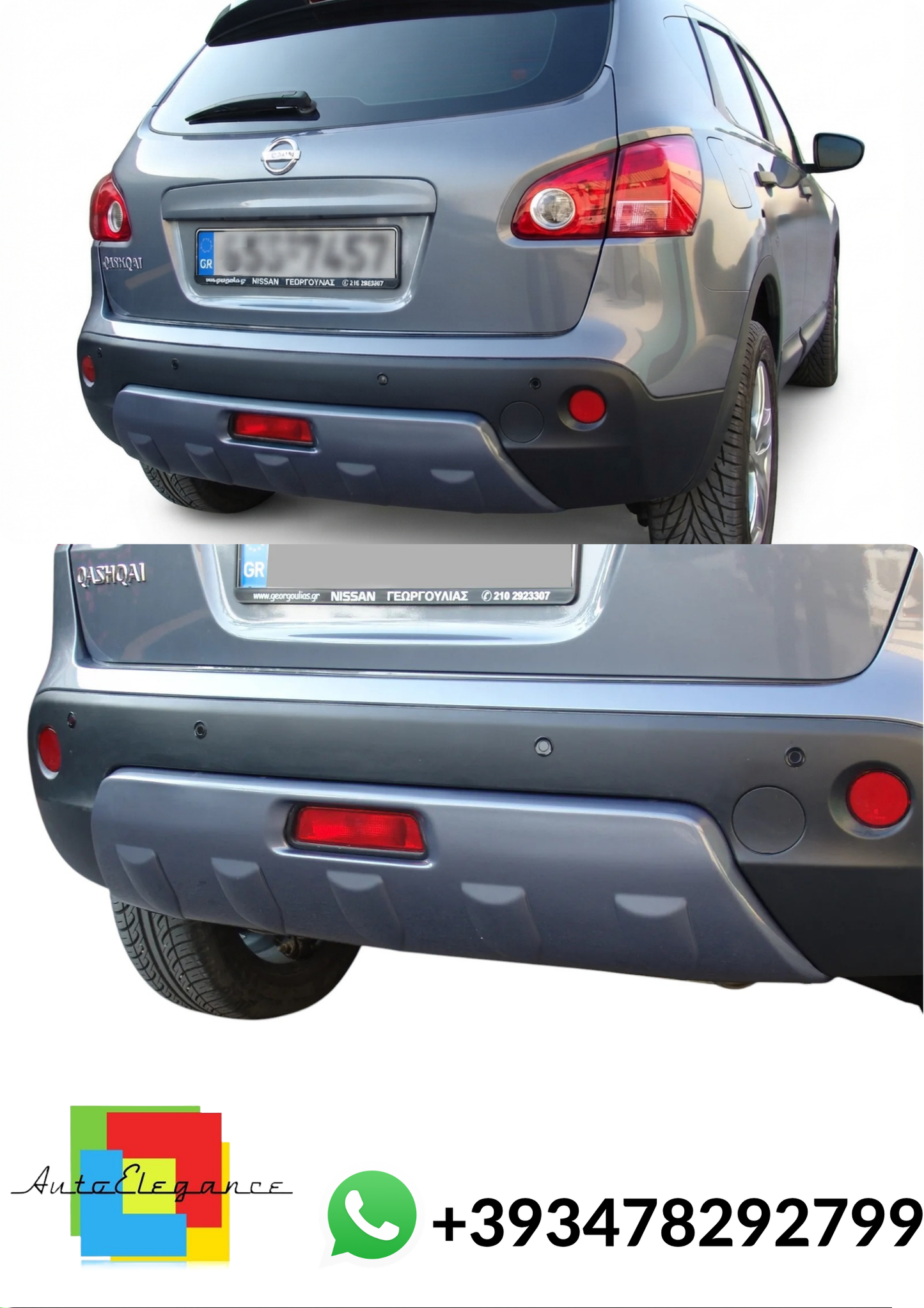 💕DIFFUSORE POSTERIORE con sensori Nissan Qashqai J10 Facelift Nero Lucido 💕
