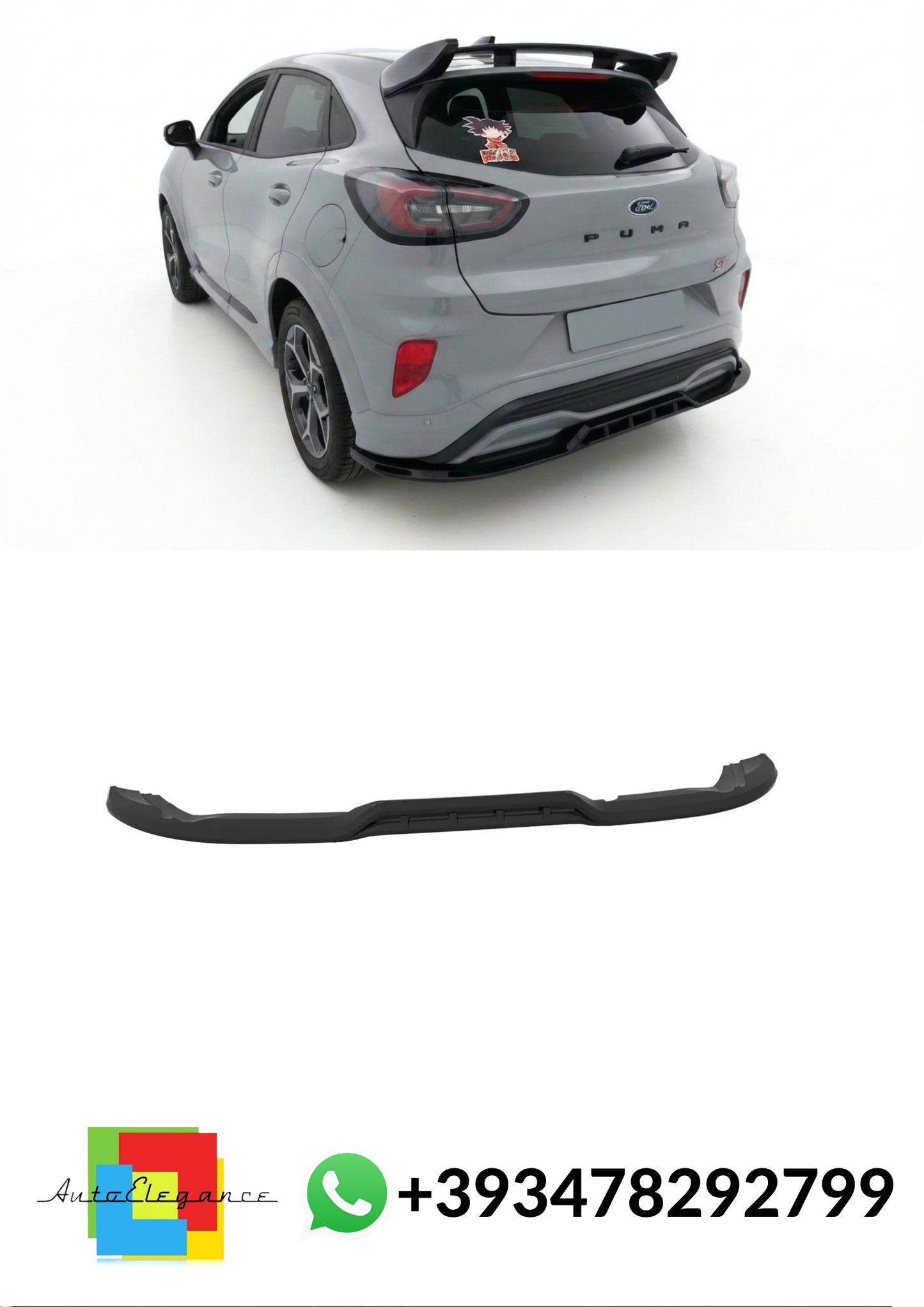 💕SPLITTER POSTERIORE Ford Puma ST-Line Facelift NERO LUCIDO💕