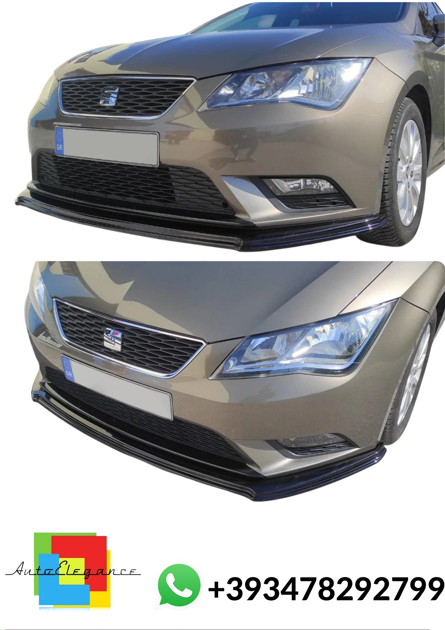 💕SPLITTER ANTERIORE Seat Leon Mk3 Nero Lucido 💕