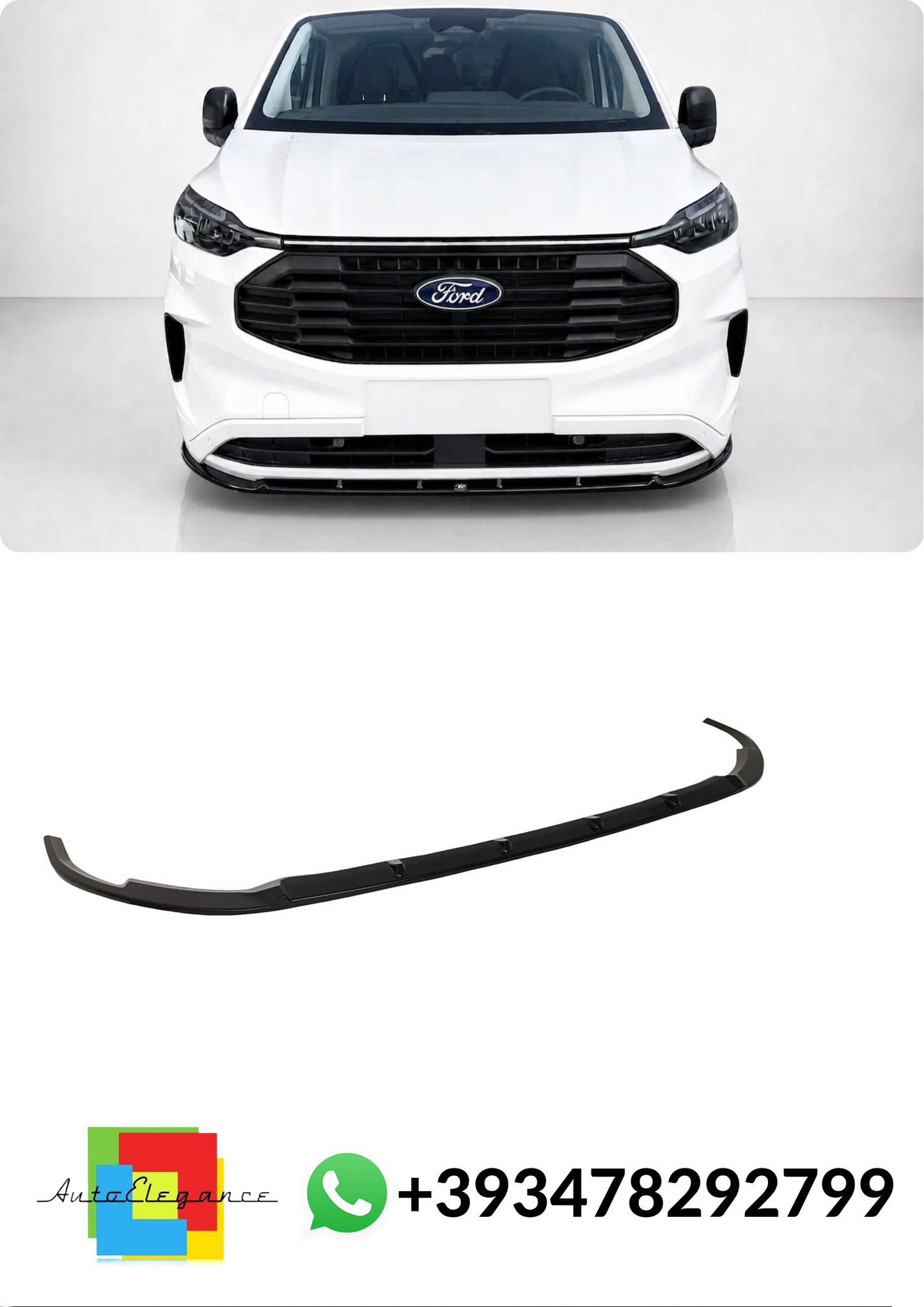 💕SPLITTER ANTERIORE V.1 Ford Transit Custom / Tourneo Mk2 NERO LUCIDO💕