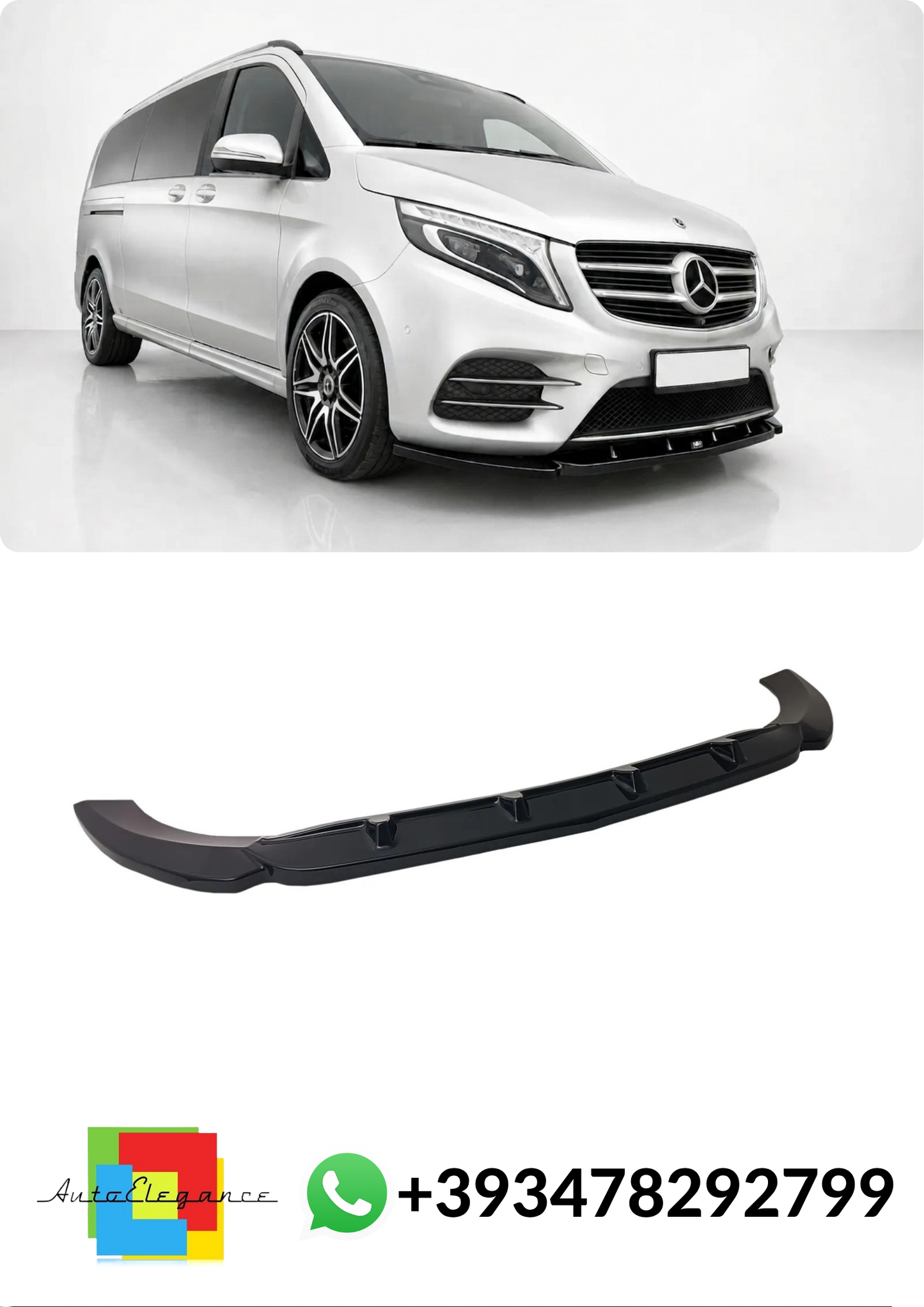 💕SPLITTER ANTERIORE Mercedes V-Class W447 AMG-Line NERO LUCIDO💕
